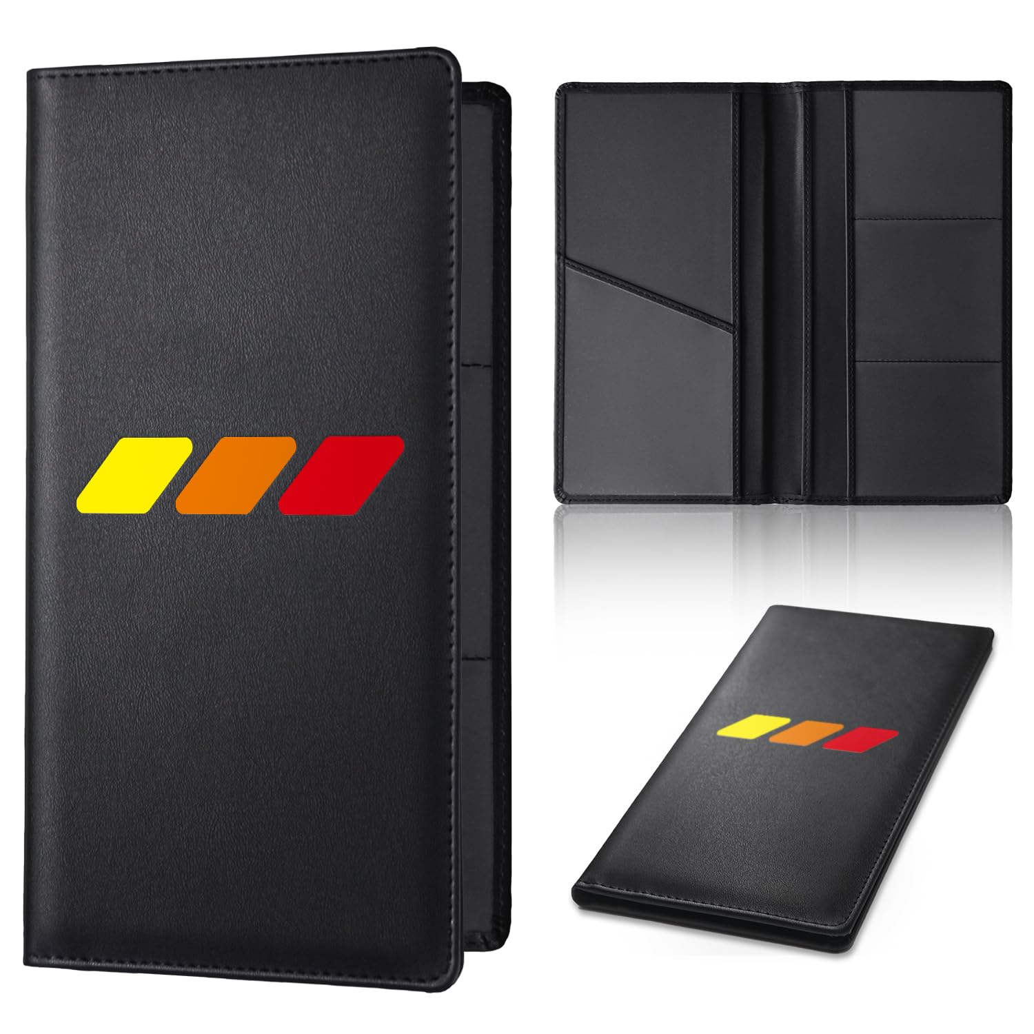 Annloysky Tri-Color Sports Car Leather Registration And Insurance Holder, Vehicle Glove Box Car Organizer, With Magnetic Shut Fo