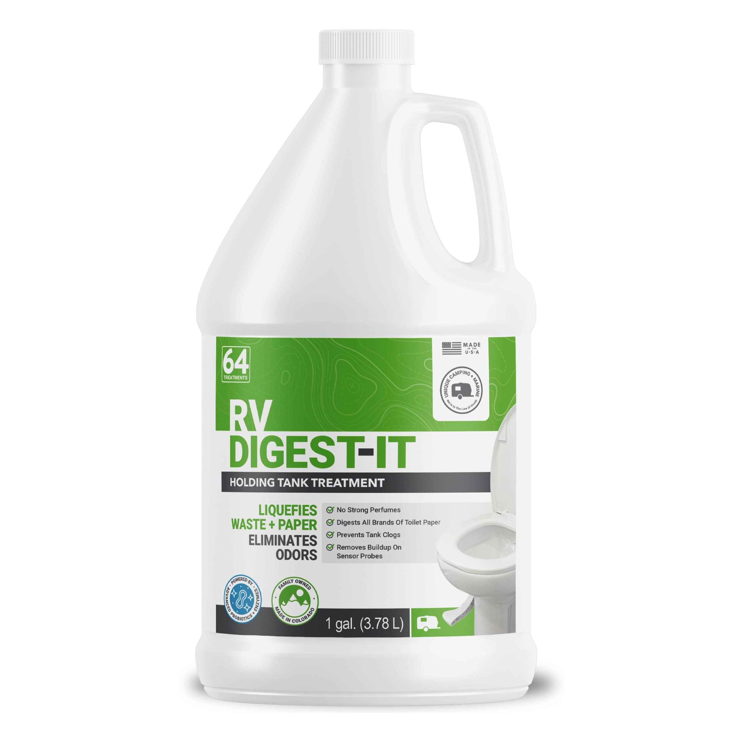 Unique Rv Digest-It Classic Rv Toilet Treatment - Eliminates Odors At The Source And Liquifies Waste - 64 Uses Per Bottle (128 O