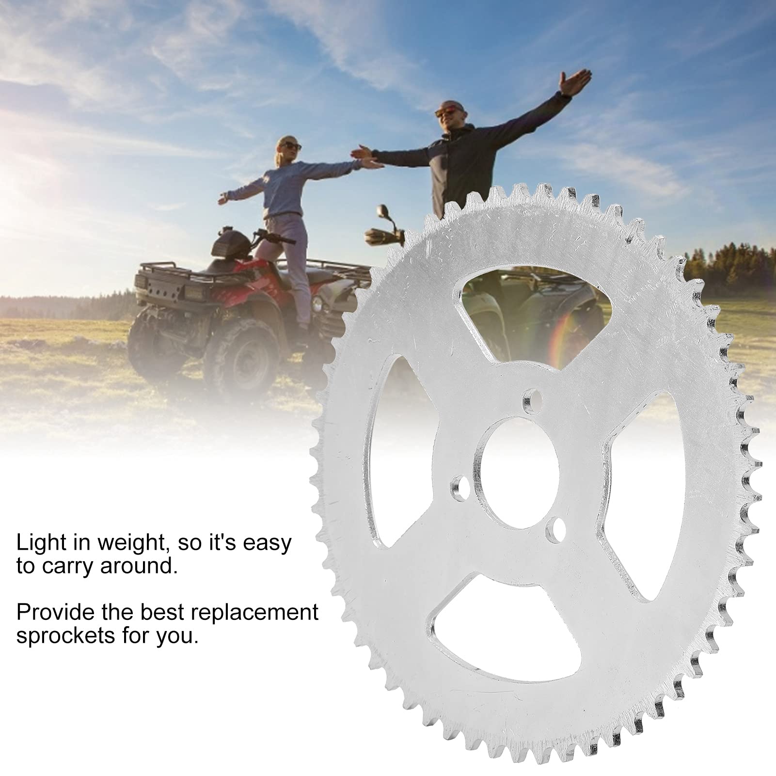 Vgeby T8F 58T Sprocket, T8F 58T White Steel Sprocket 3 Hole Crankset 29Mm Compatible For 47/49Cc Mini Motorcycle Atv Kart Electric Bicycle Modification Accessories Supplies T8F 58T Sprocket