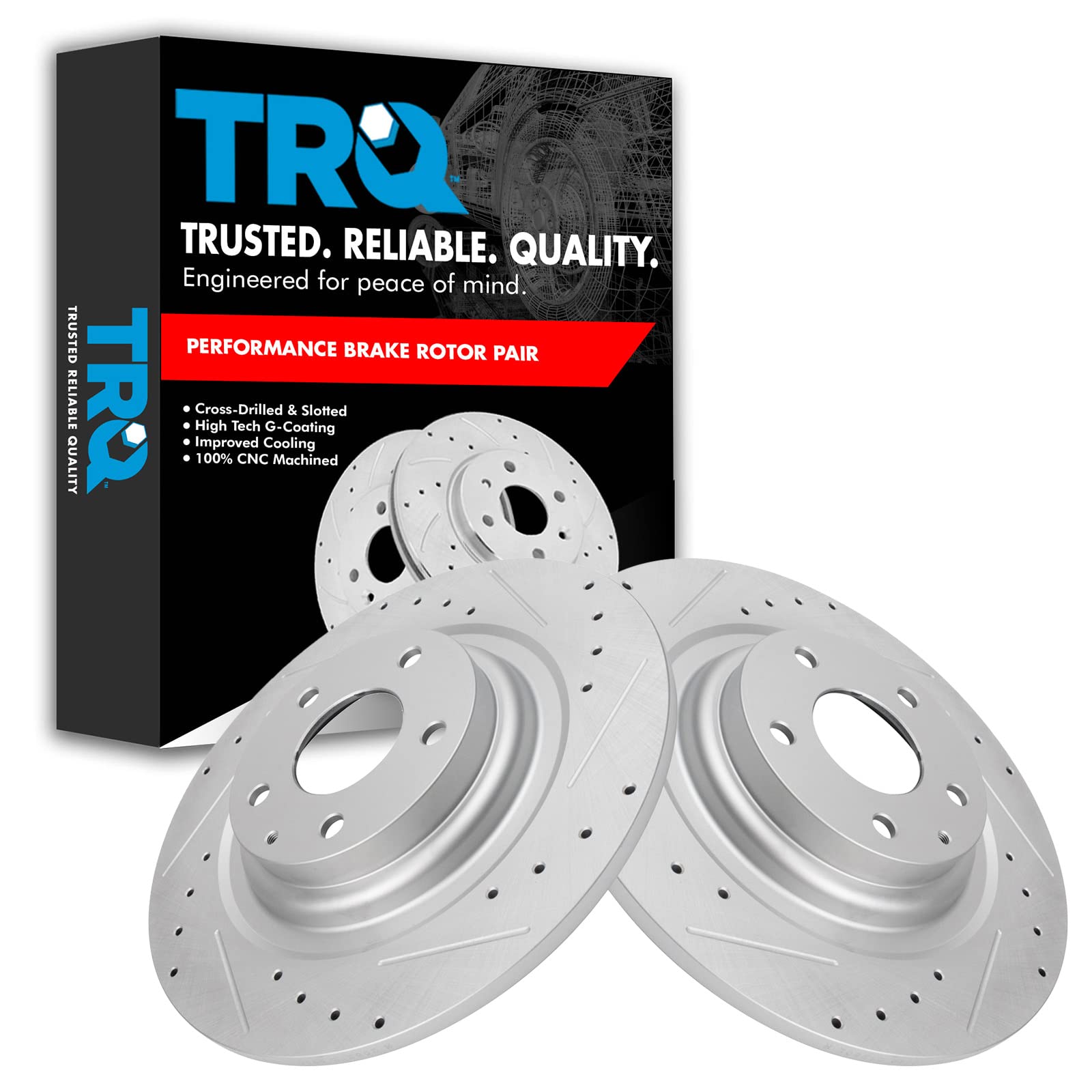 Trq Rear Performance Brake Rotors Set Premium G-Coated Compatible With 2016-2023 Mazda Cx-9