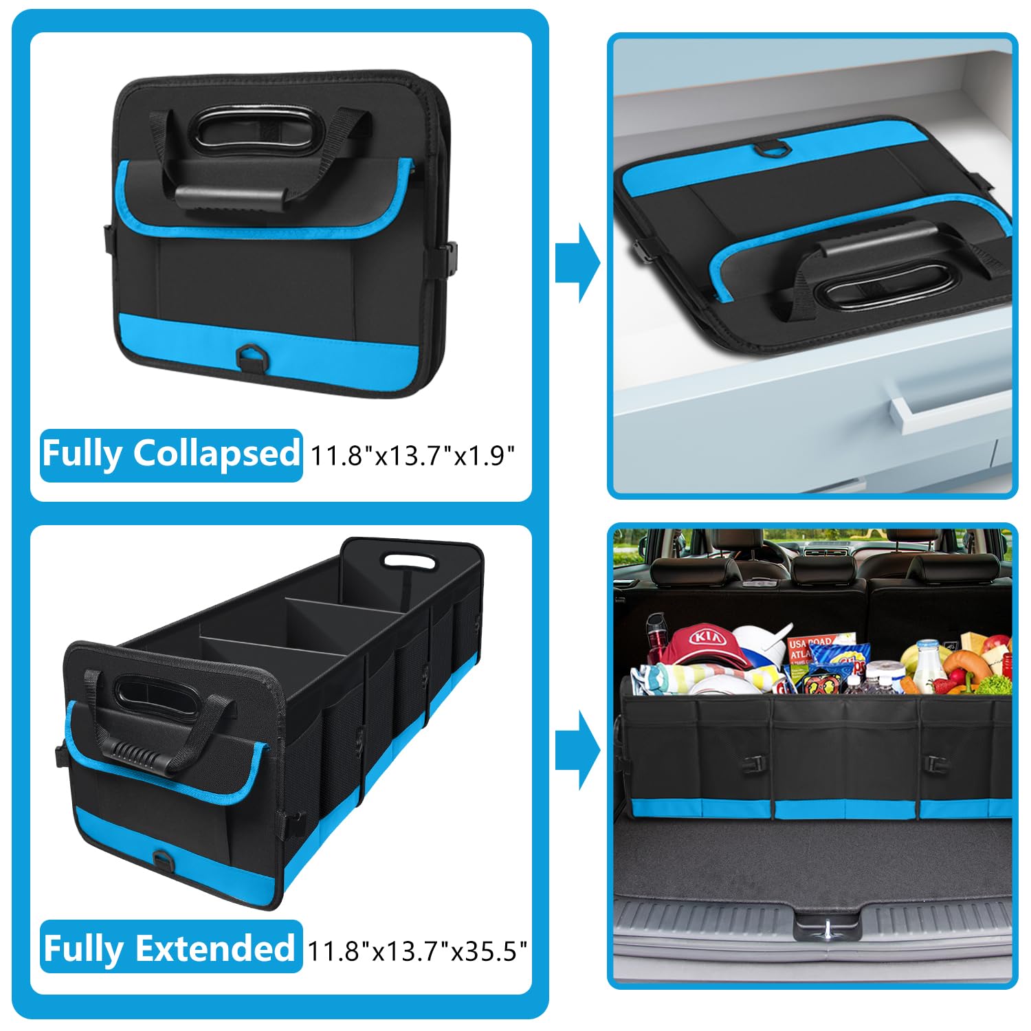 Aophy Trunk Organizer For Car, Car Storage Organizer With Non-Slip Bottom Strips, 95L Large Capacity Cargo Organizer For Suv, Tr