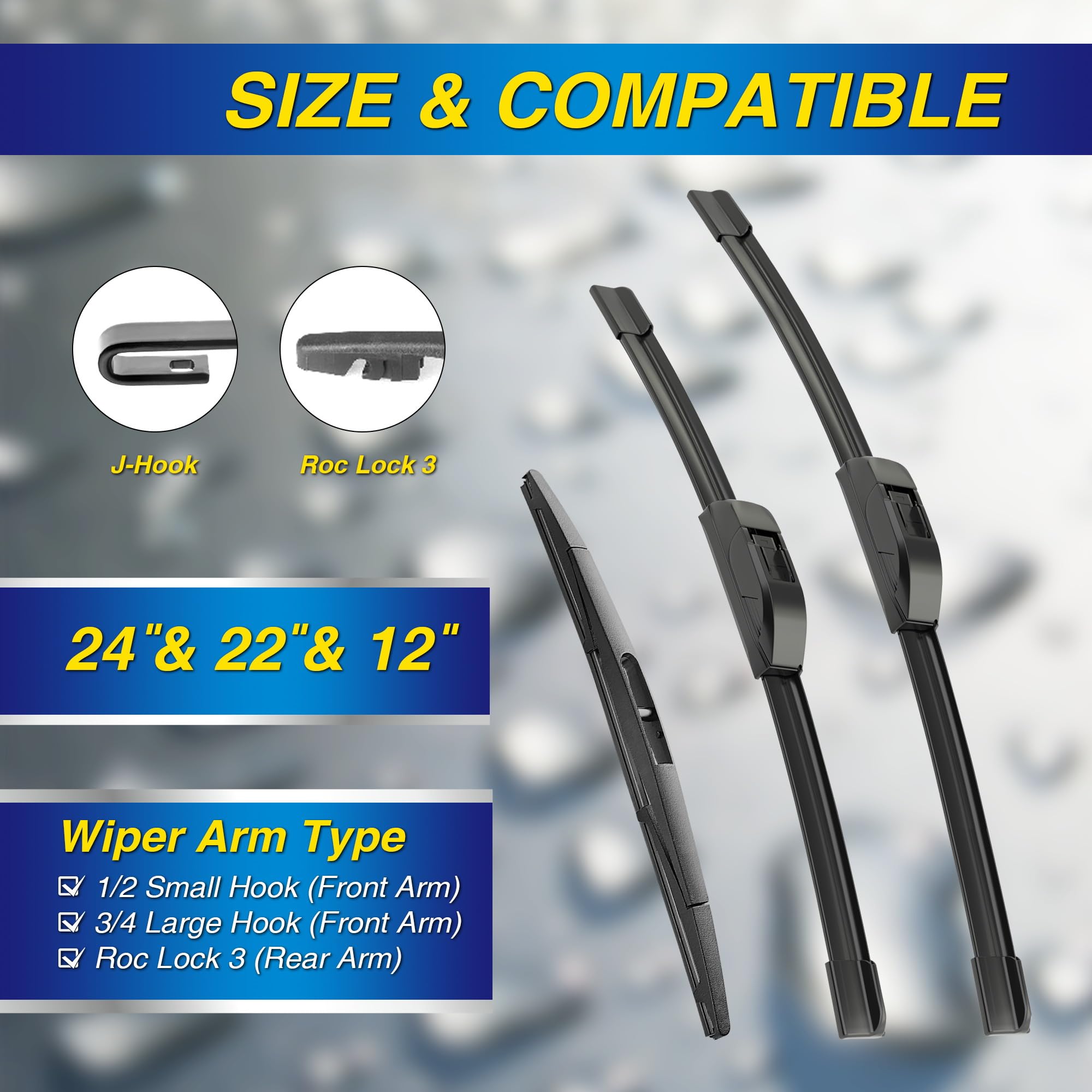 5 Plus Silicone Windshield Wipers Replacement For 2005-2015 Nissan Armada/2004-2010 Infiniti Qx56/2011-2014 Acura Tsx Wiper Blad