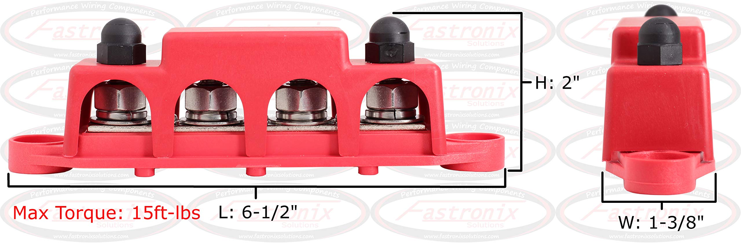 Fastronix 3/8'' 4 Stud Power And Ground Distribution Block With Cover