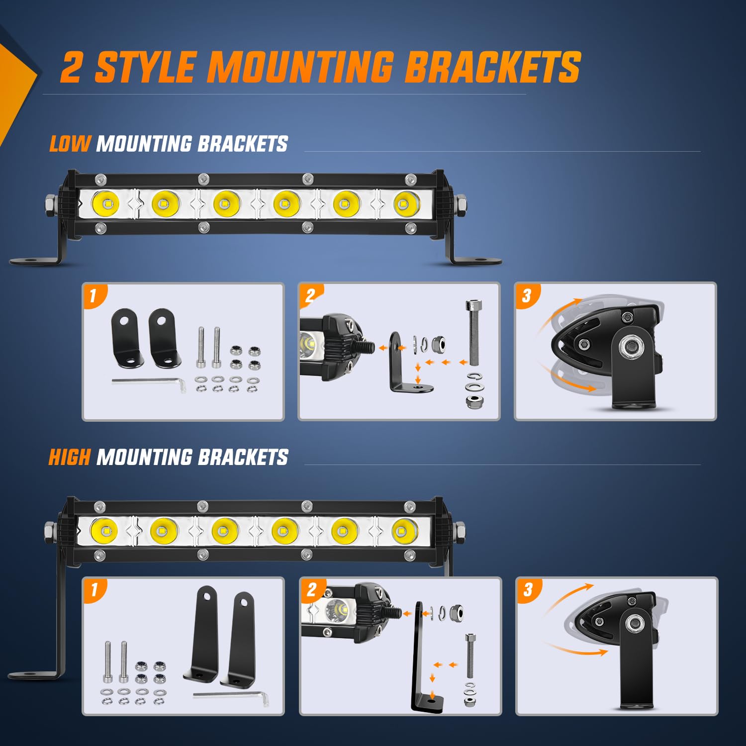 Nilight Single Row Led Light Bar Ultra-Slim Spot Pods 2Pcs 7 Inch 18W Fog Light Driving Work Roof Bumper Lighting For Offroad 4X