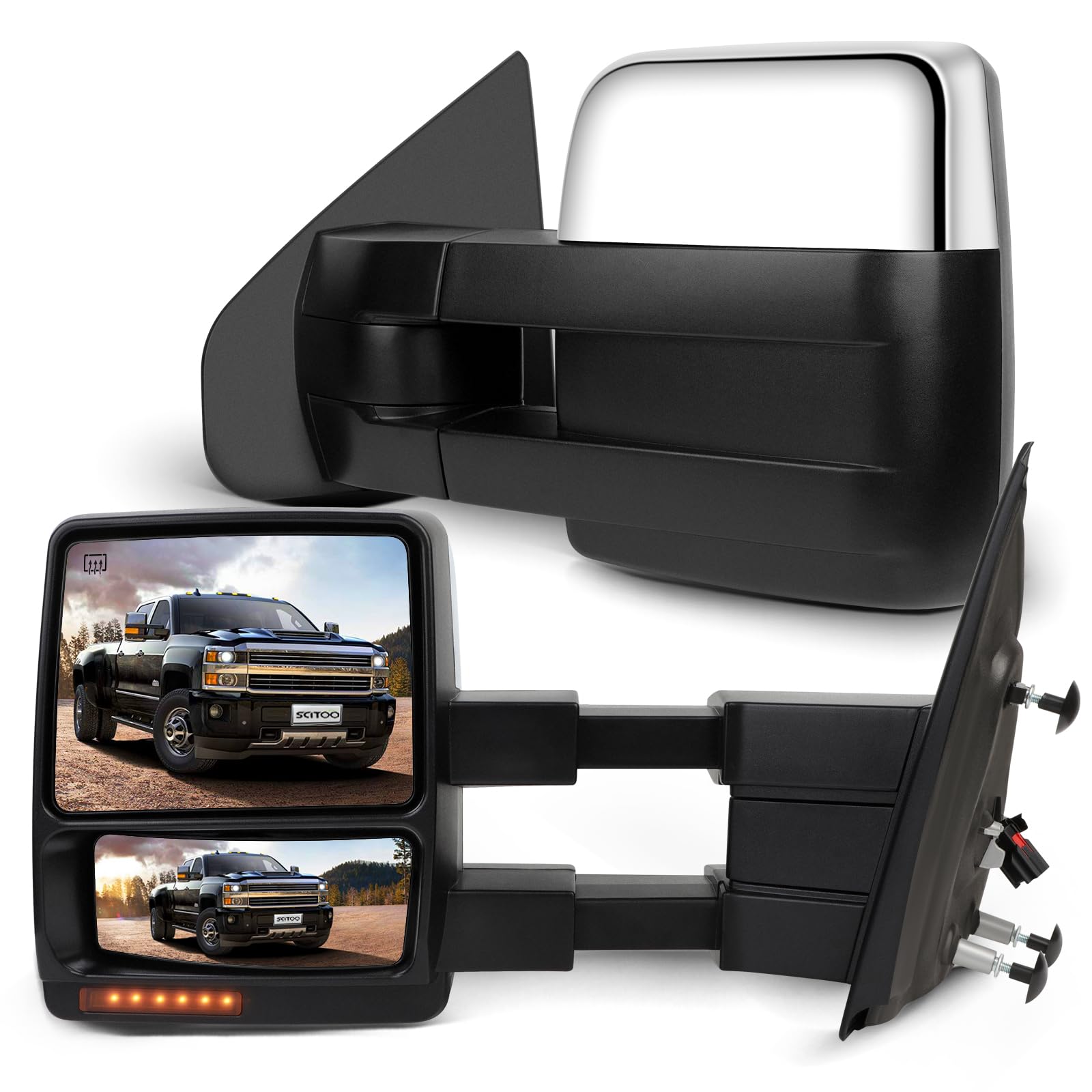 SCITOO Towing Mirrors Compatible With 2004-2015 For Ford For F-150 Pickup Truck A Pair(Left Right Side Tow Mirrors) With Power A