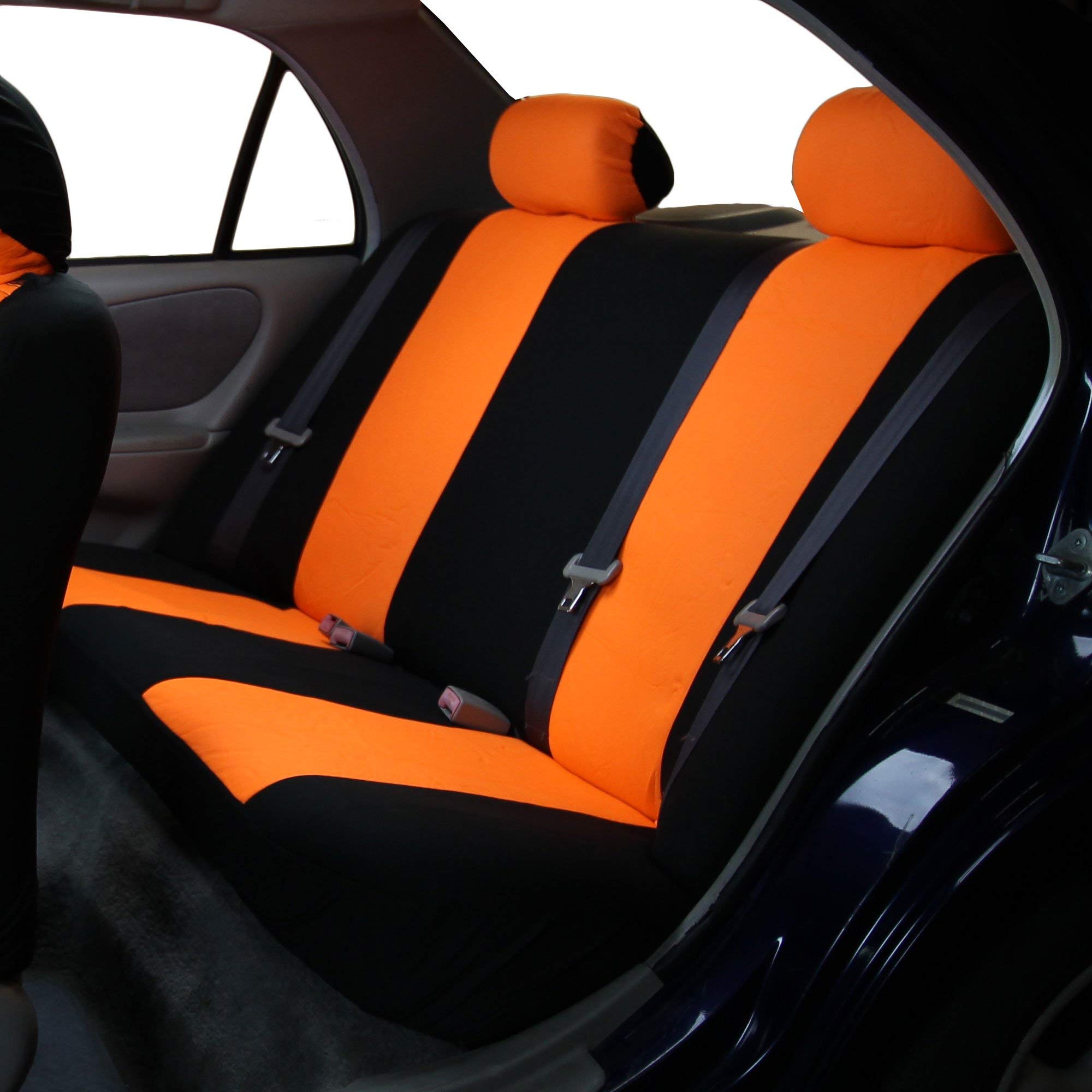 Fh Group Fb050012 Flat Cloth Seat Covers (Orange) Rear Set – Universal Fit For Cars Trucks & Suvs