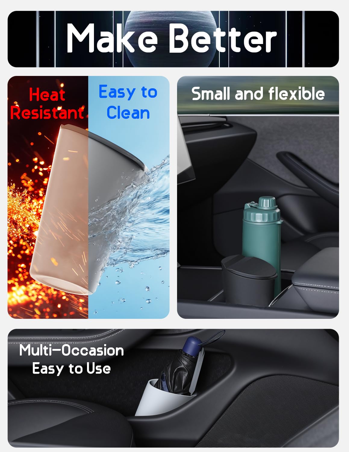 Bmzx Car Trash Can With Lid Small Cup Holder Door Pocket Garbage Can Trash Bin Trash Container Fits Auto Home Office, Black 2Pcs