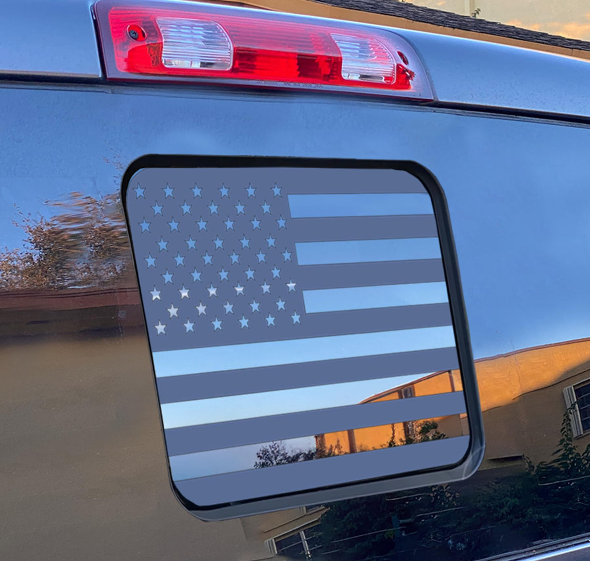 Xinghe For 2015-2023 Ford F150 F250 F350, Rear Middle Window American Flag Decals, Matte Black Usa Flag Decal For Truck Back Win