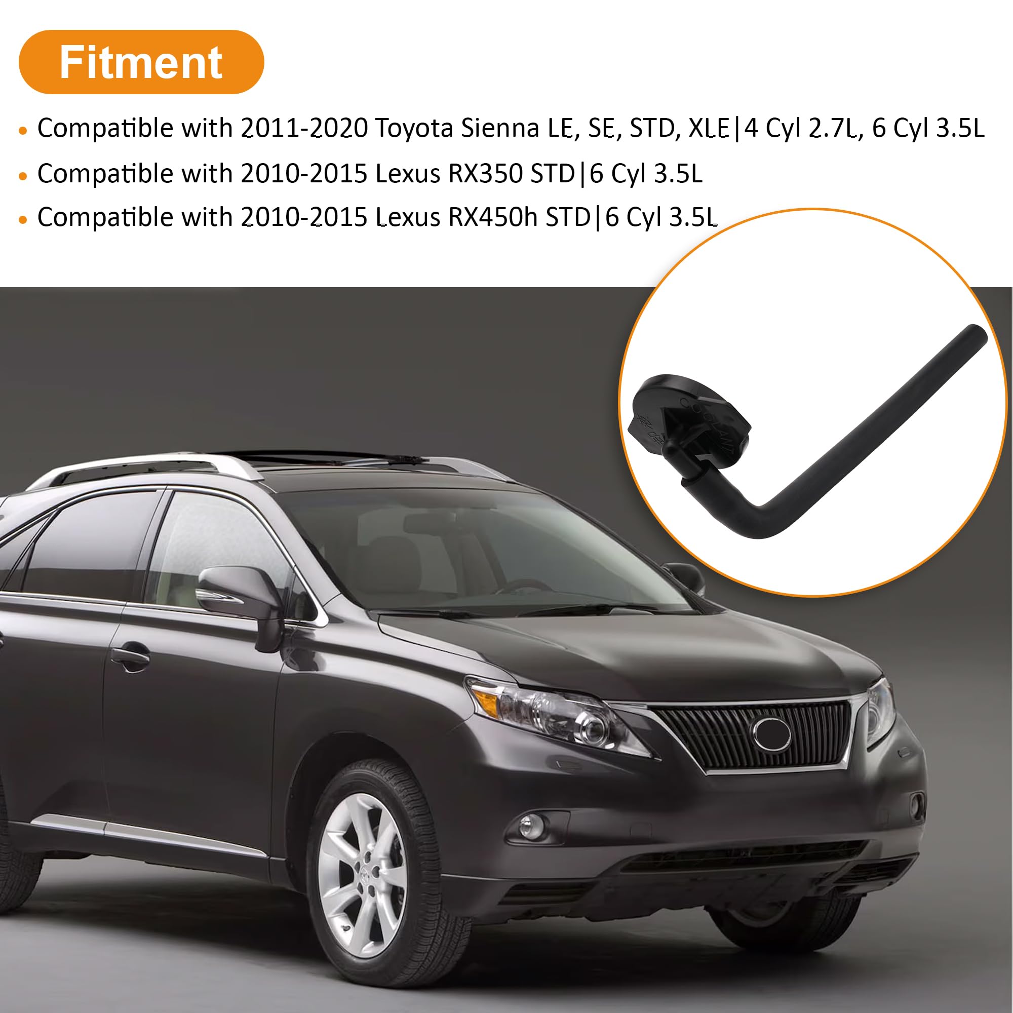 Camotokiit Black Coolant Reservoir Cap 16405-31070/16405-0P040 Compatible with Toyota Sienna 2011-2020, Lexus RX350/RX450h