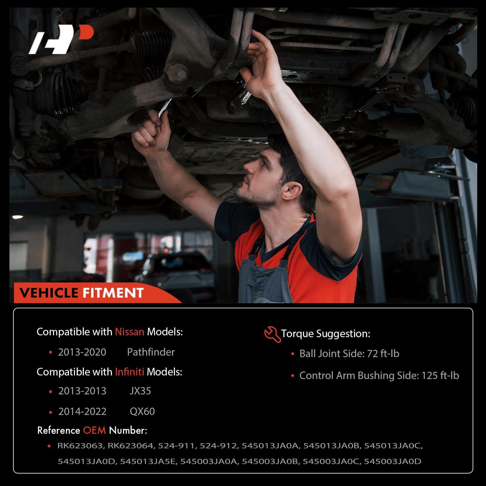 A-Premium 2 x Front Lower Control Arm, with Ball Joint & Bushing, Compatible with Nissan Pathfinder 2013-2020, Infiniti QX60 201