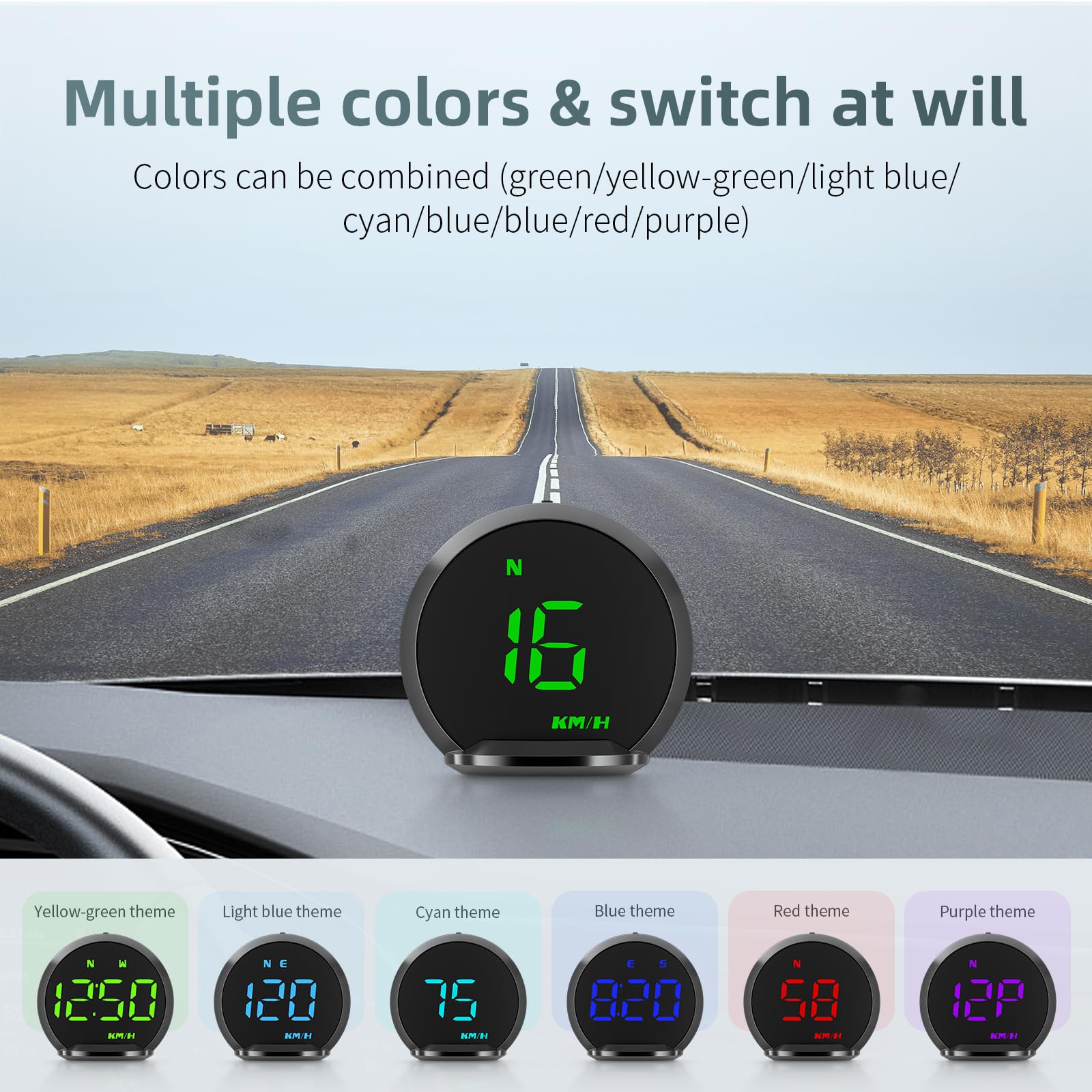 Acecar Digital Gps Speedometer New Hud Car Head Up Display Lcd Display With Mph Digital Speed Compass Direction Driving Distance