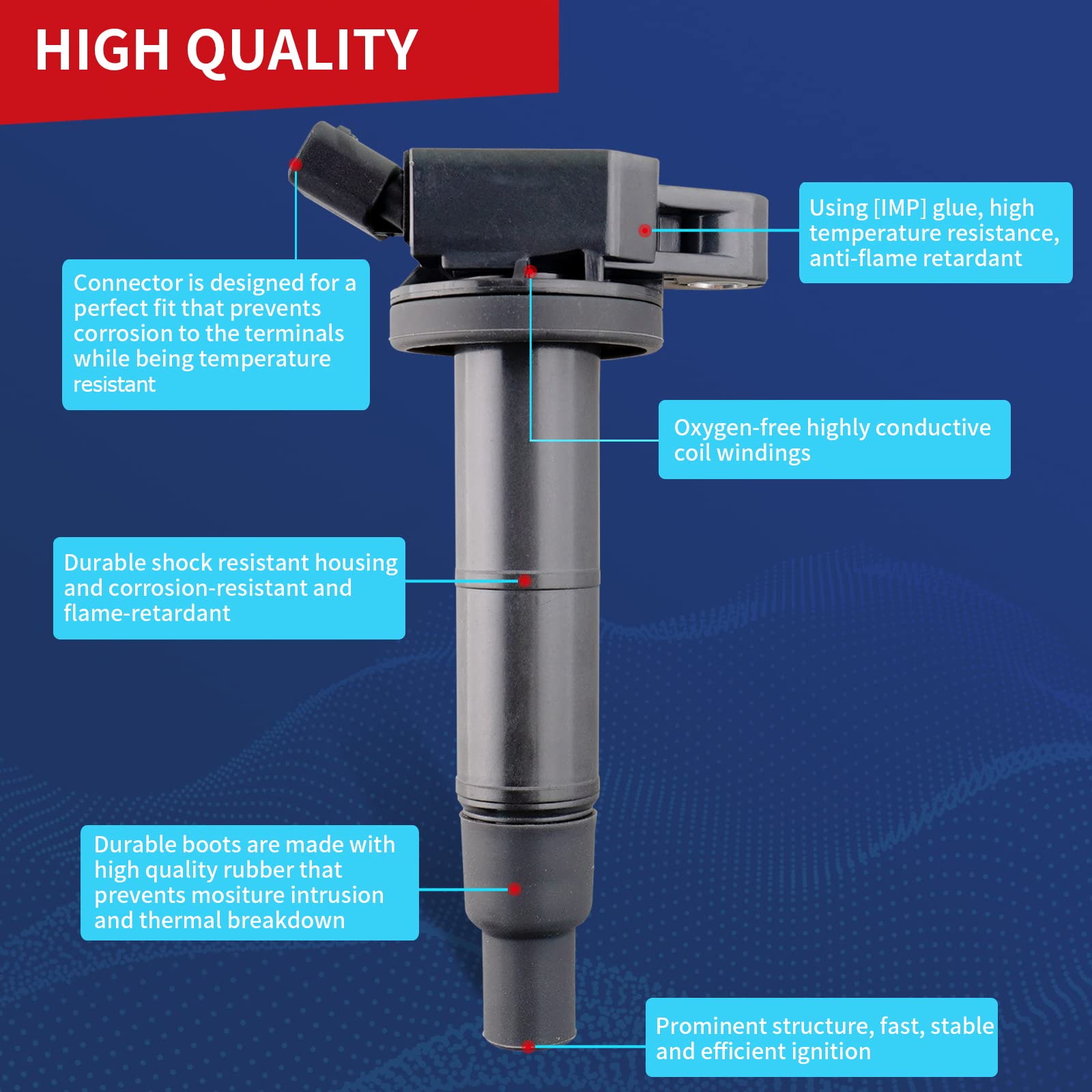 Drcax Oem Ignition Coil Uf333 C1330 5C1299 90919-02244 Compatible With Toyota Corolla Camry Rav4 Solara Matrix Highlander Lexus