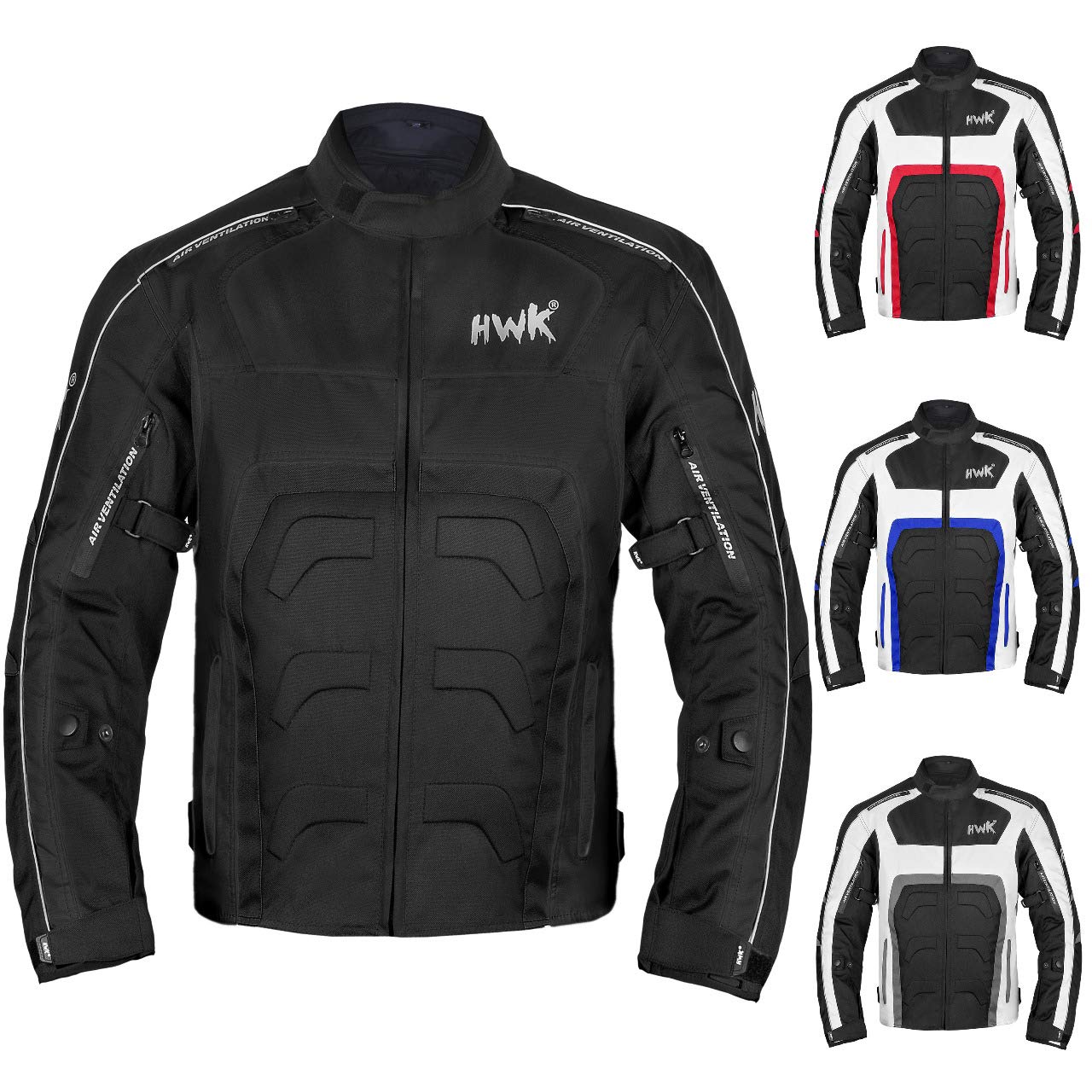 Hwk Spyder Motorcycle Jacket For Men With Weather Resistant Cordura Textile Fabric For Enduro Motocross Jacket 4X-Large/Black