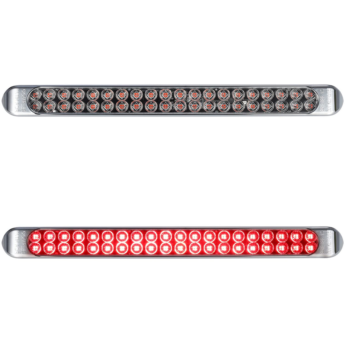 Partsam 2Pcs 17 Inch Red Led Truck Trailer Tail Light Bar 40 Led Clear Lens, Clear Red 17'' Sealed Led Waterproof Stop Turn Tail