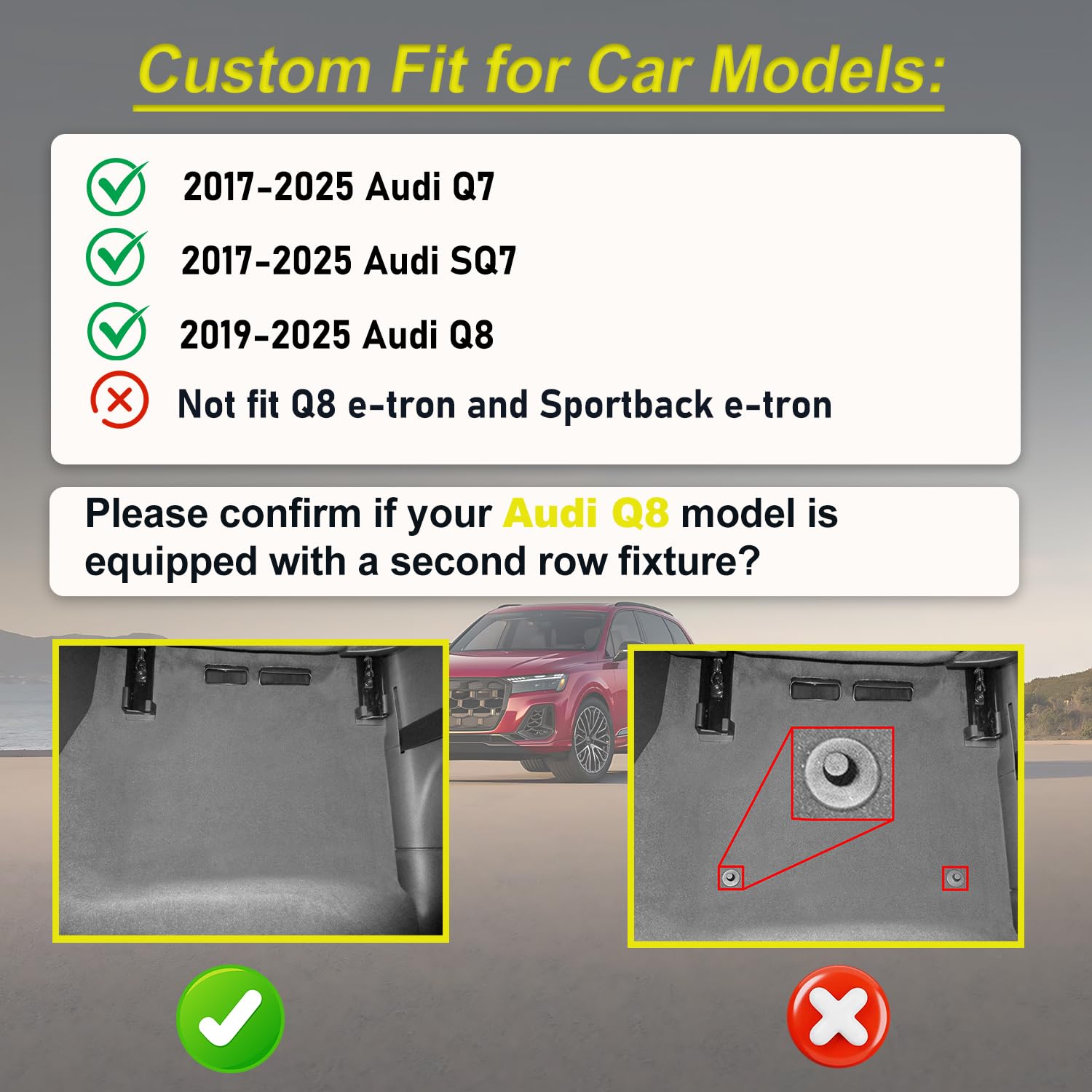 Aomsazto Floor Mats Fit For 2017-2025 Audi Q7/Sq7 & 2019-2025 Audi Q8 - Custom Fit Tpe All Weather Protection Floor Liners 1St A