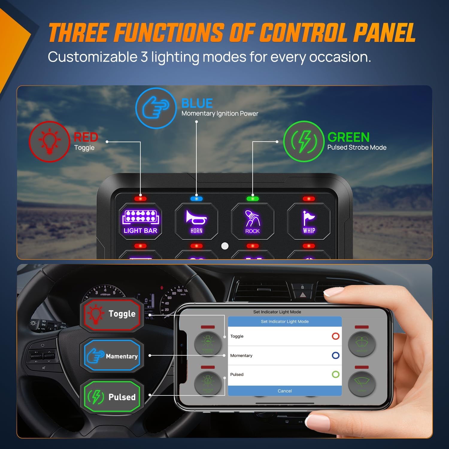 Nilight 12 Gang Switch Panel 12V 24V Universal Circuit Control Relay System with RGB Backlight APP Fuse Wiring Harness Automatic