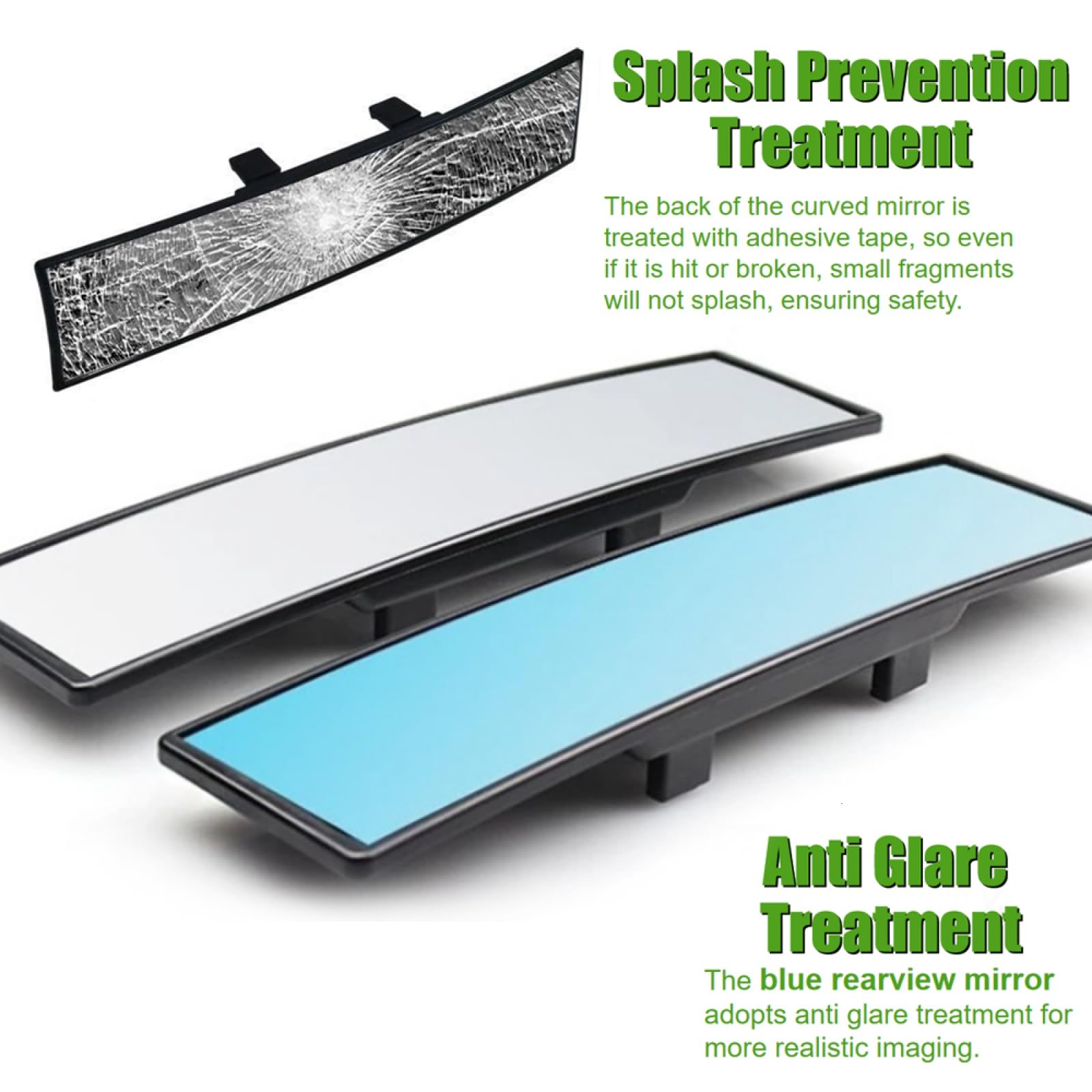 WSSROGY Car Rearview Mirror HD Glass 12 Inch Anti Glare Clip On Panoramic Wide Angle Car Interior Rear View Mirror Universal for