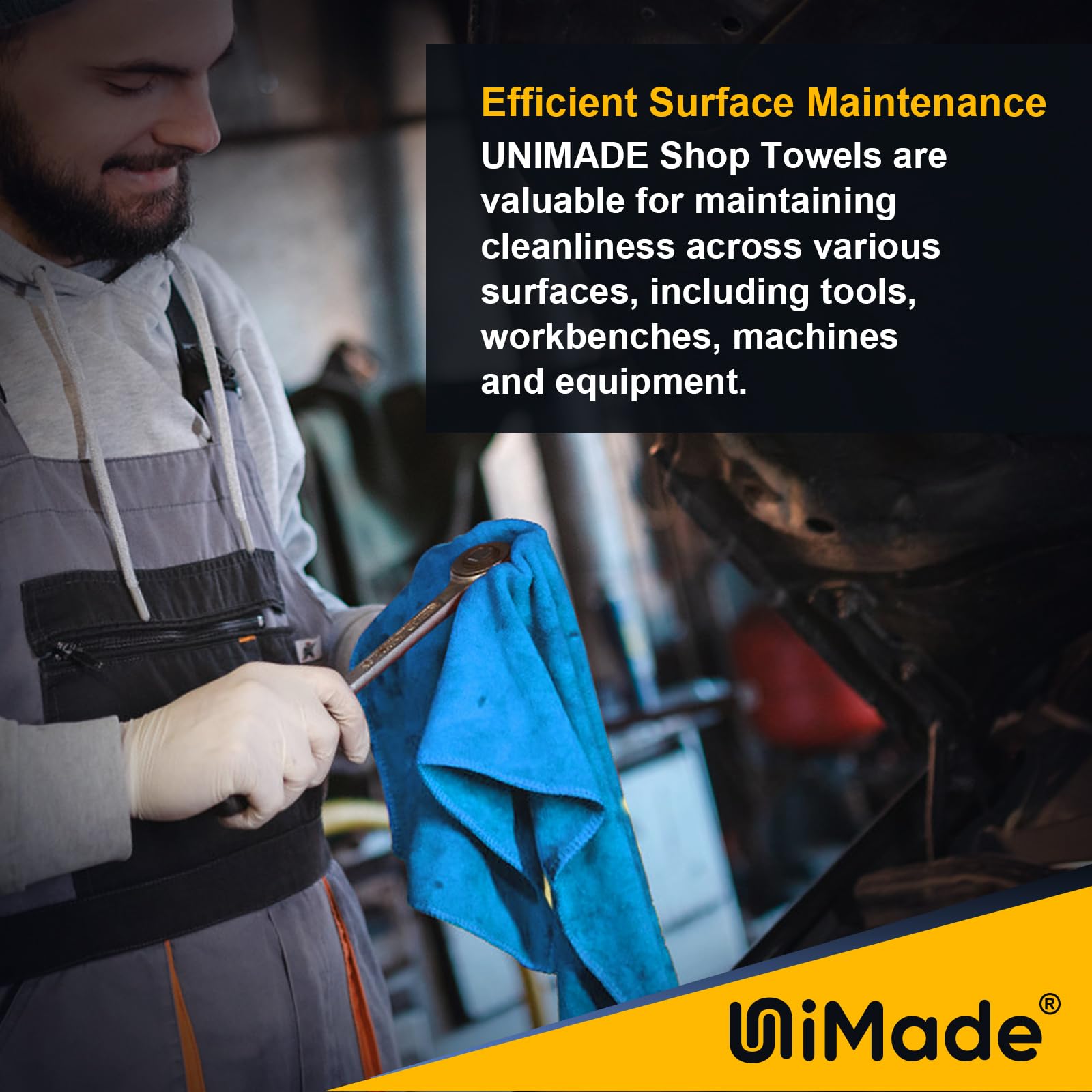 Unimade Shop Towels Rags, 50 Pack Reusable Shop Rags Bulk Microfiber Cleaning Cloth Lint Free Cleaning Towels For Car Kitchen Au