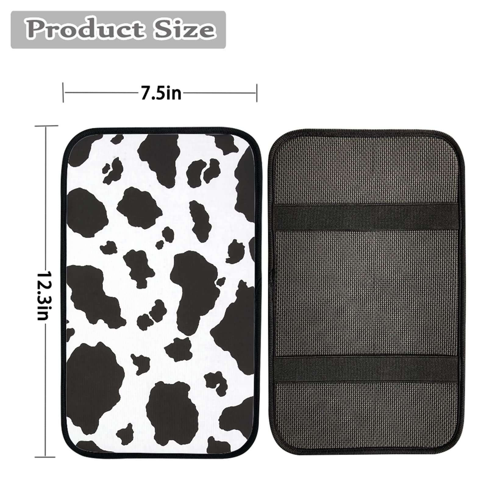 Dreaweet Stylish Cow Print Auto Center Console Pad,Car Armrest Pad Car Armrest Seat Box Cover Protector For Most Vehicle, Suv, T