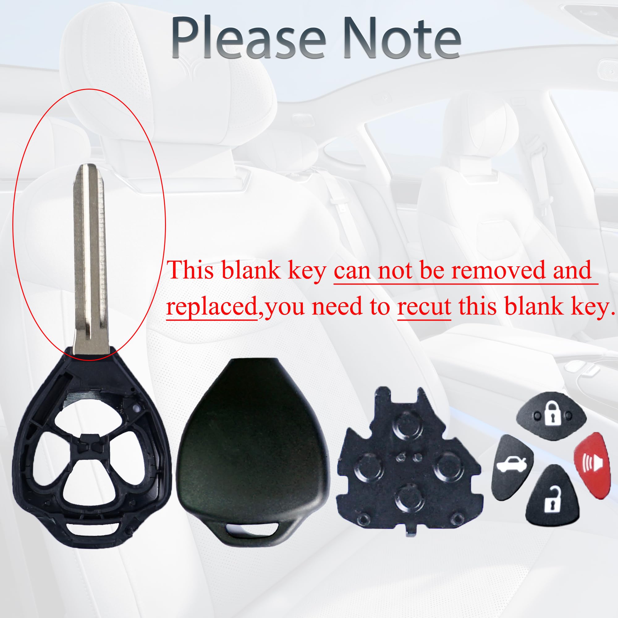 Supaland Key Fob Shell Case Replacement Fits For Camry Corolla 2006 2007 2008 2009 2010 2011 2012 2013 Keyless Entry Remote Cont