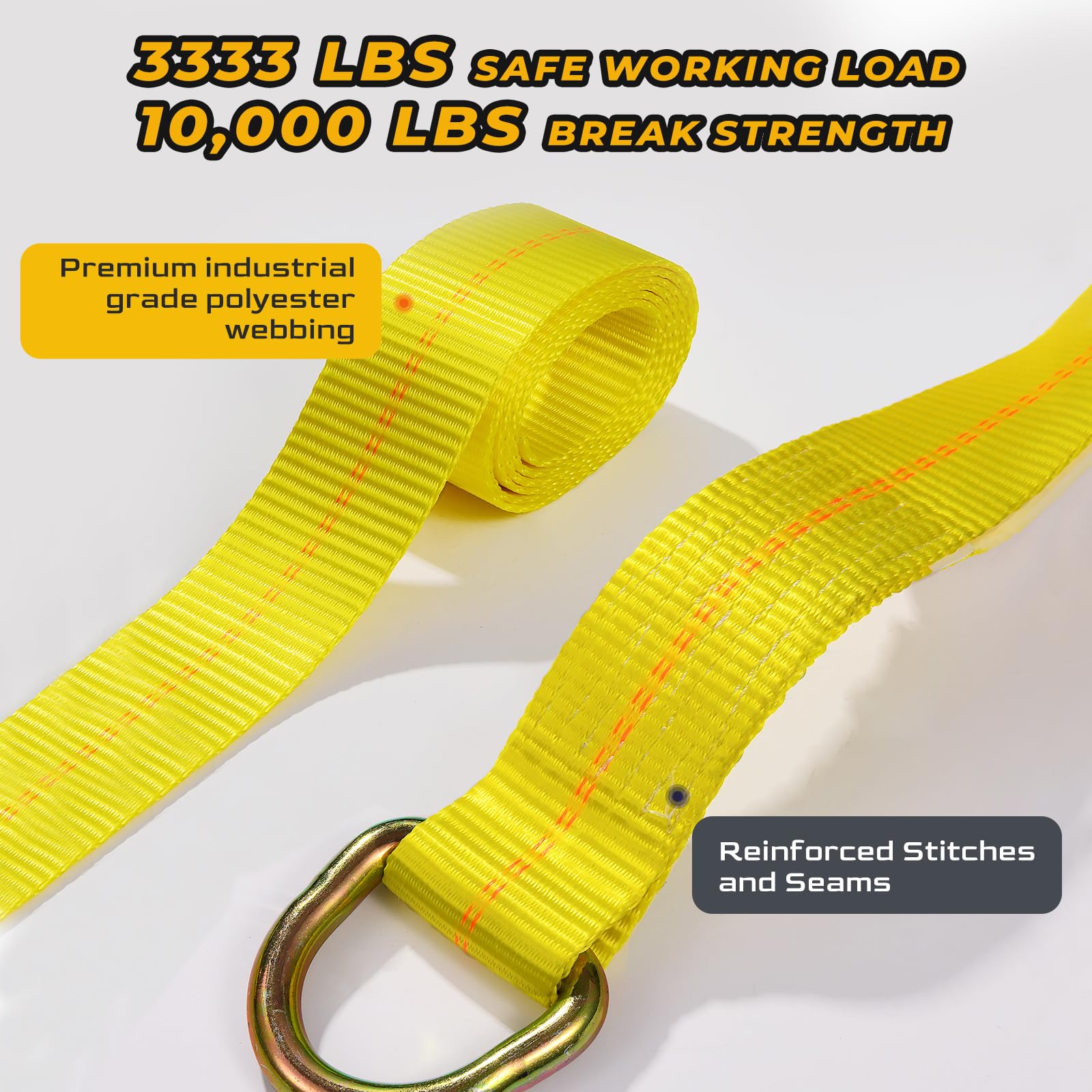 Trekassy Car Tie Down Straps for Trailers with Flat Hooks, 2 x 120 Heavy Duty Car Hauler Straps, 10000 LBS Break Strength (4