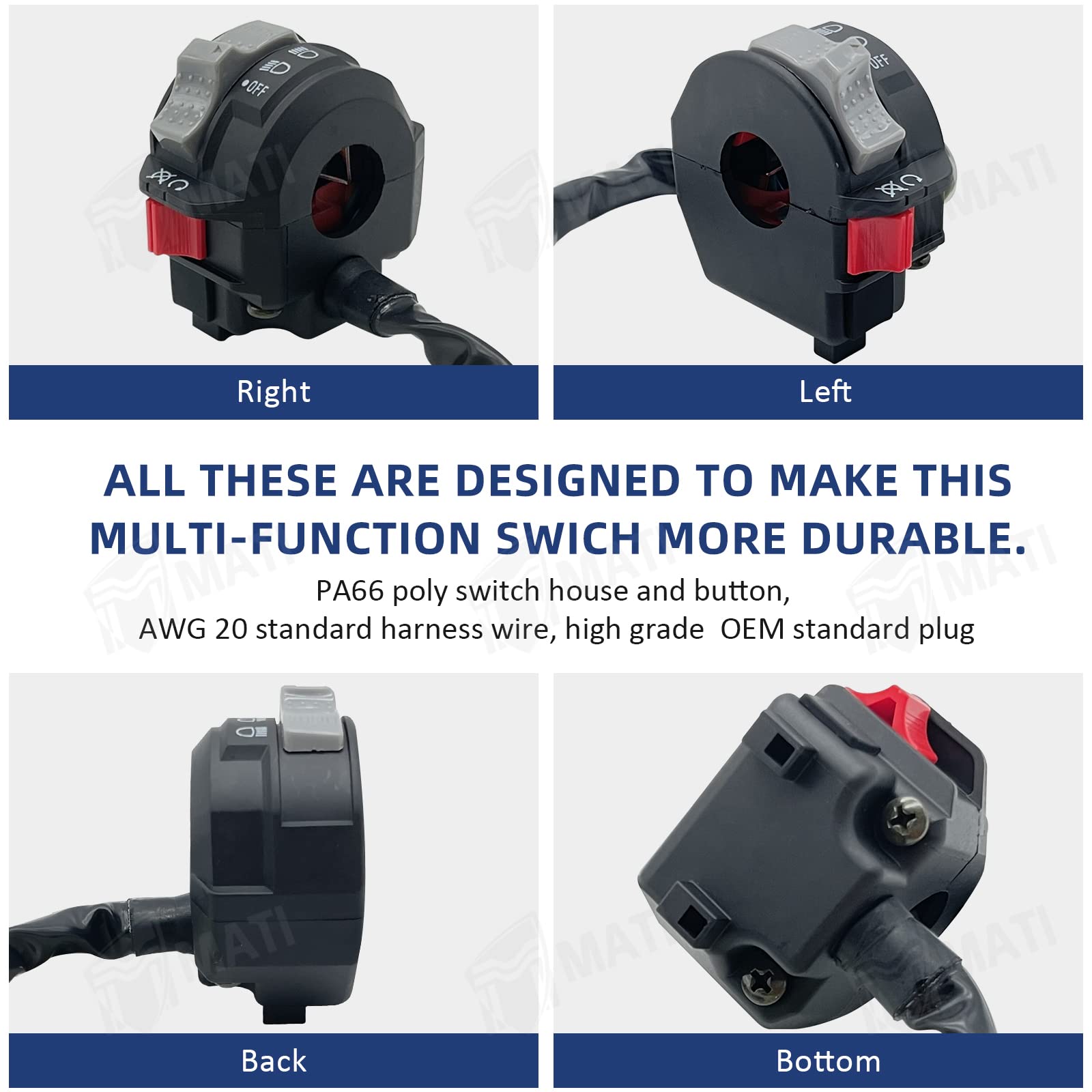 M Mati Left Handlebar Control Engine Run Off Headlight Switch For Yamaha Atv Banshee 350 Yfz350 2002-2006 5Fk-83975-11-00