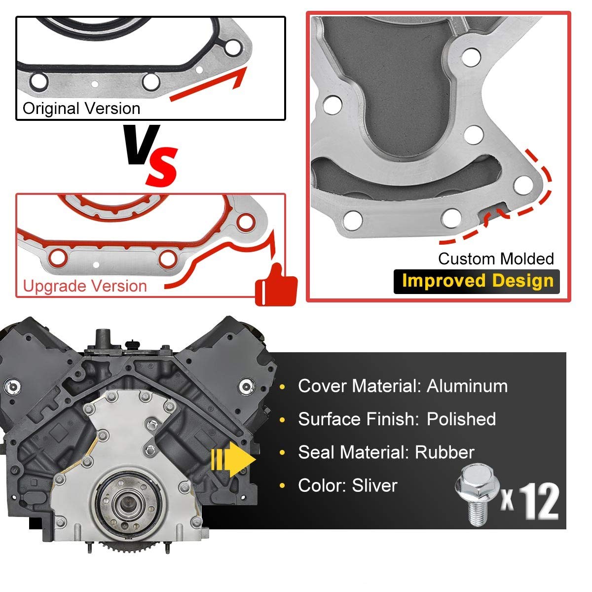 Rear Main Seal Cover Kit With Gasket Compatible With Chevrolet Corvette Camaro Silverado Tahoe Gmc Buick Cadillac Hummer Isuzu P