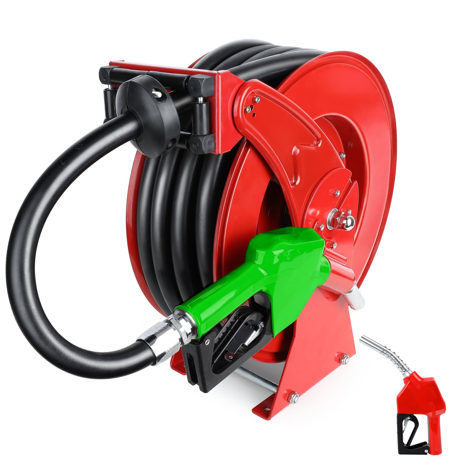 3/4    x 50ft Fuel Hose Reel Retractable with Fuel Nozzle, 3/4 Inch Diesel Fuel Transfer Hose, Auto Swivel Rewind, Max 300 PSI T
