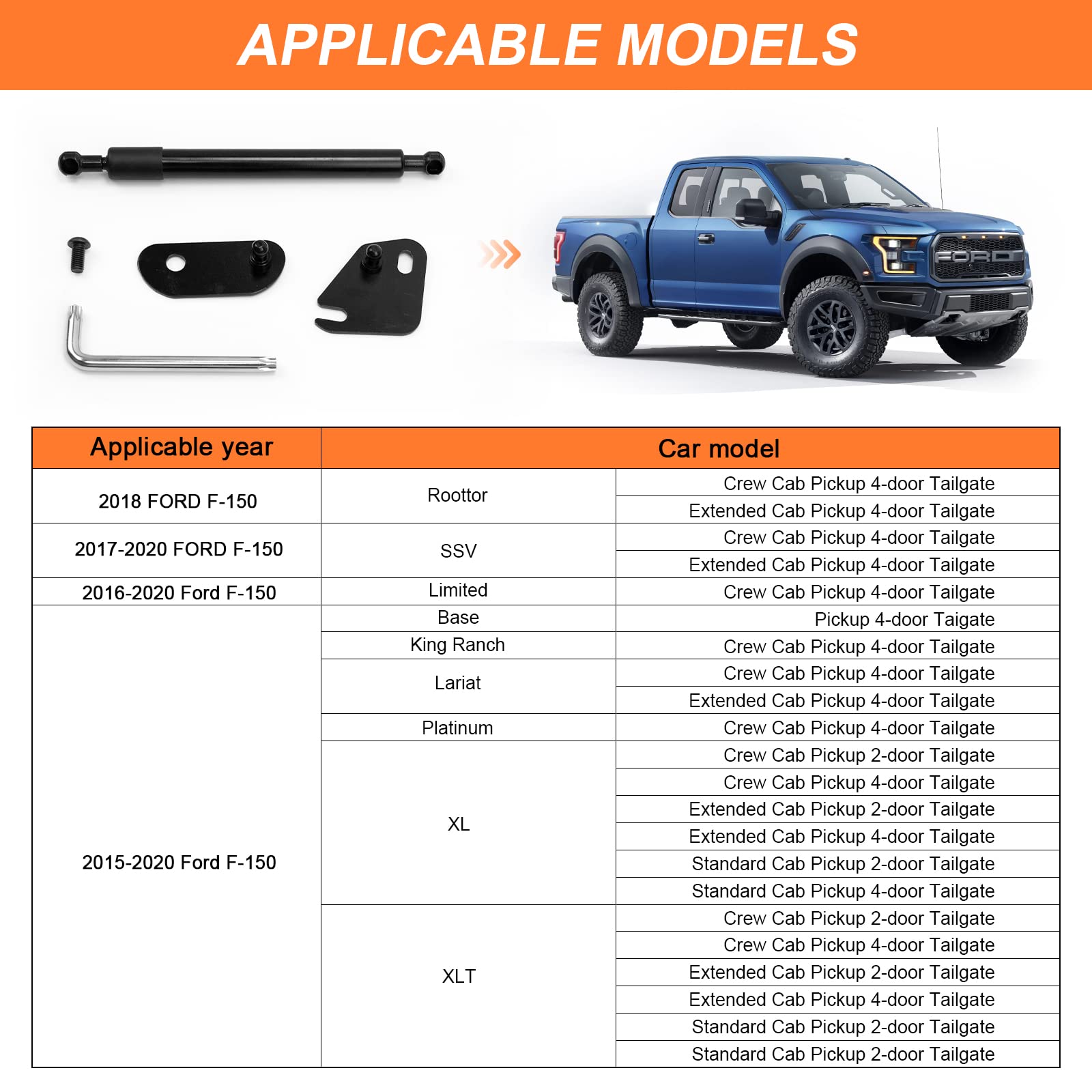 Tailgate Assist Shock For Ford F150 2015-2023, Truck Tailgate Shock Accessories Compatible With 2015 2016 2017 2018 2019 2020 20