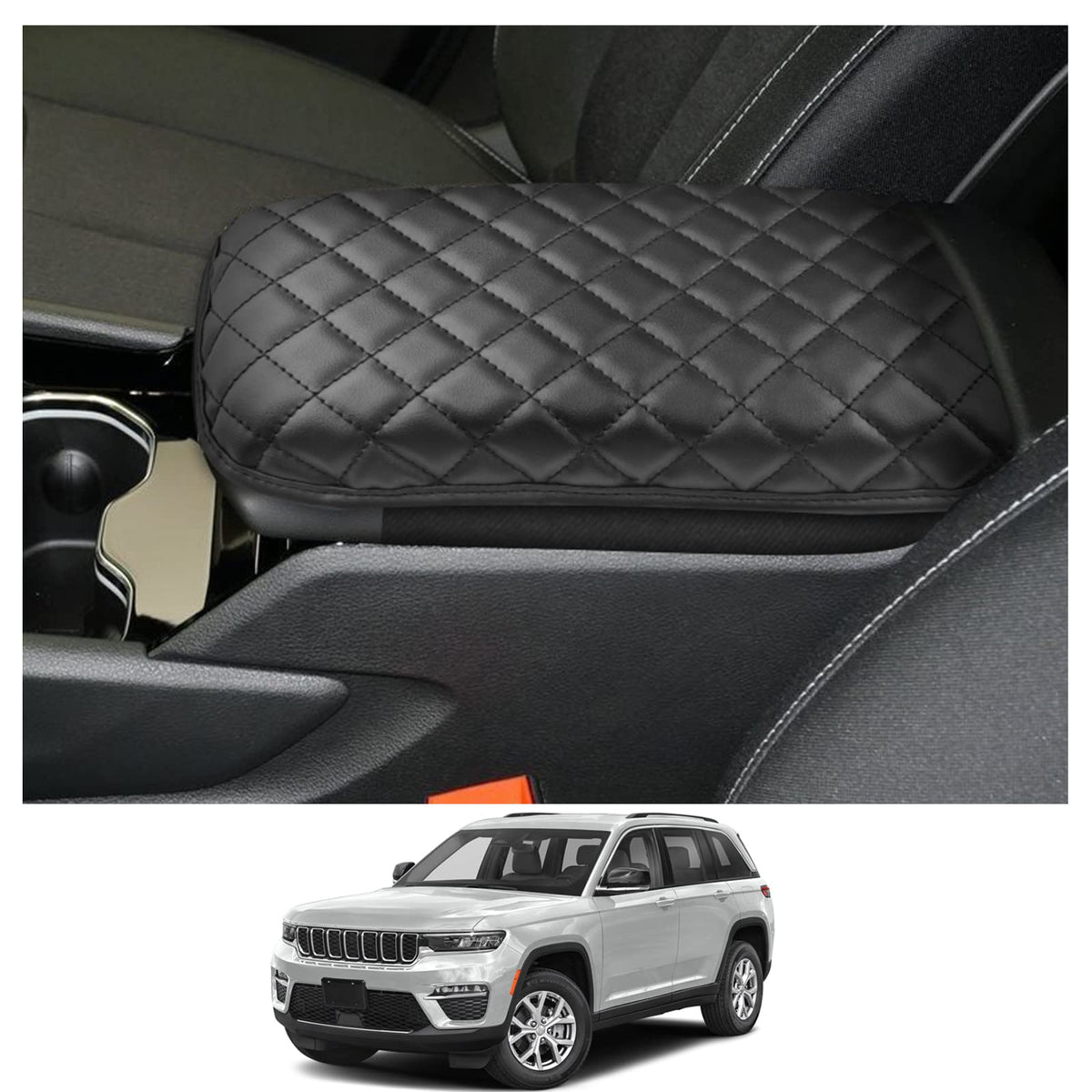Cdefg 2023 2024 Grand Cherokee L Center Console Cover 2021-2024 Grand Cherokee L Armrest Cover Central Consola Pad Arm Rest 2022 2023 2024 Grand Cherokee/Grand Cherokee L Accessory
