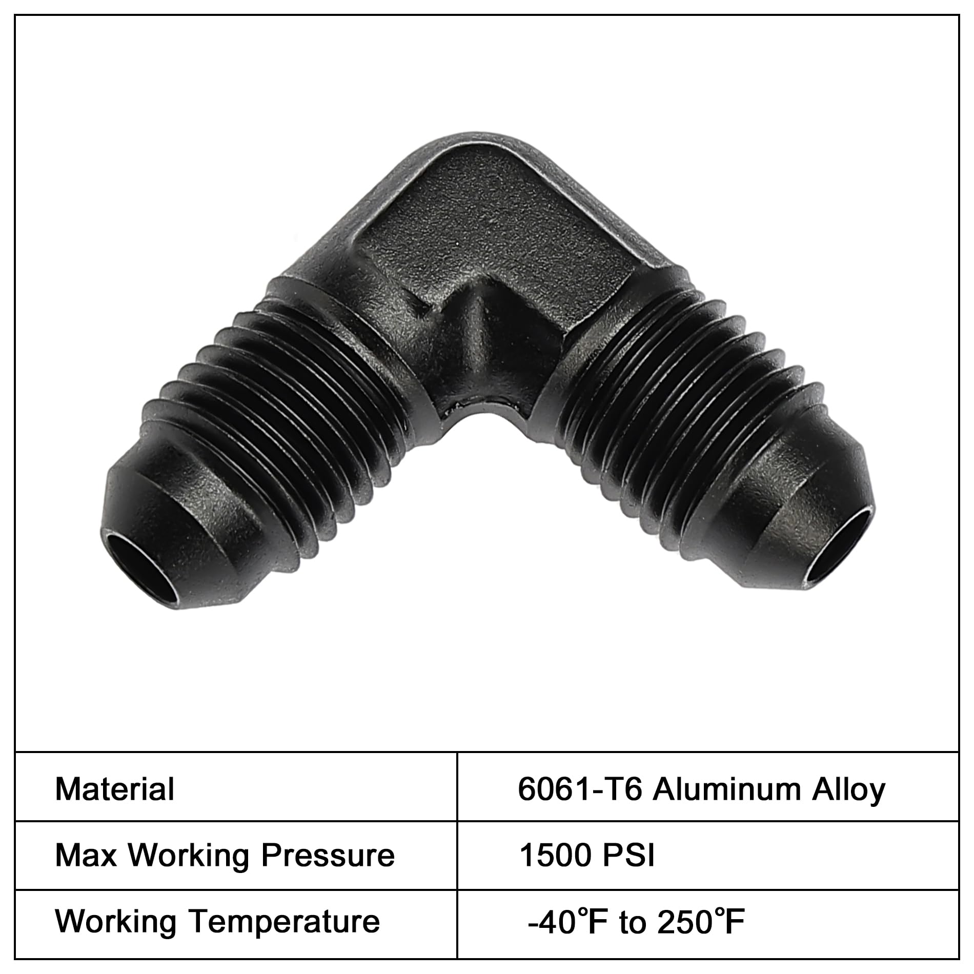 EVIL ENERGY 4AN Male to Male Flare 90 Degree Union Coupler Fitting Coupling Aluminum Black