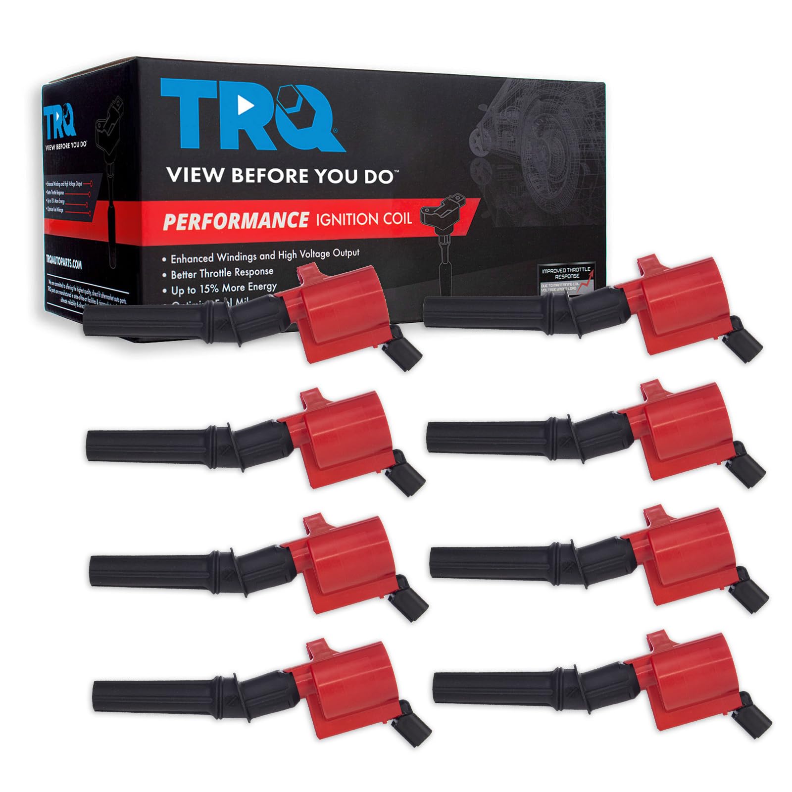 TRQ Ignition Coil Set Compatible with 97-16 Ford 98-11 Lincoln Mercury 11-12 VPG
