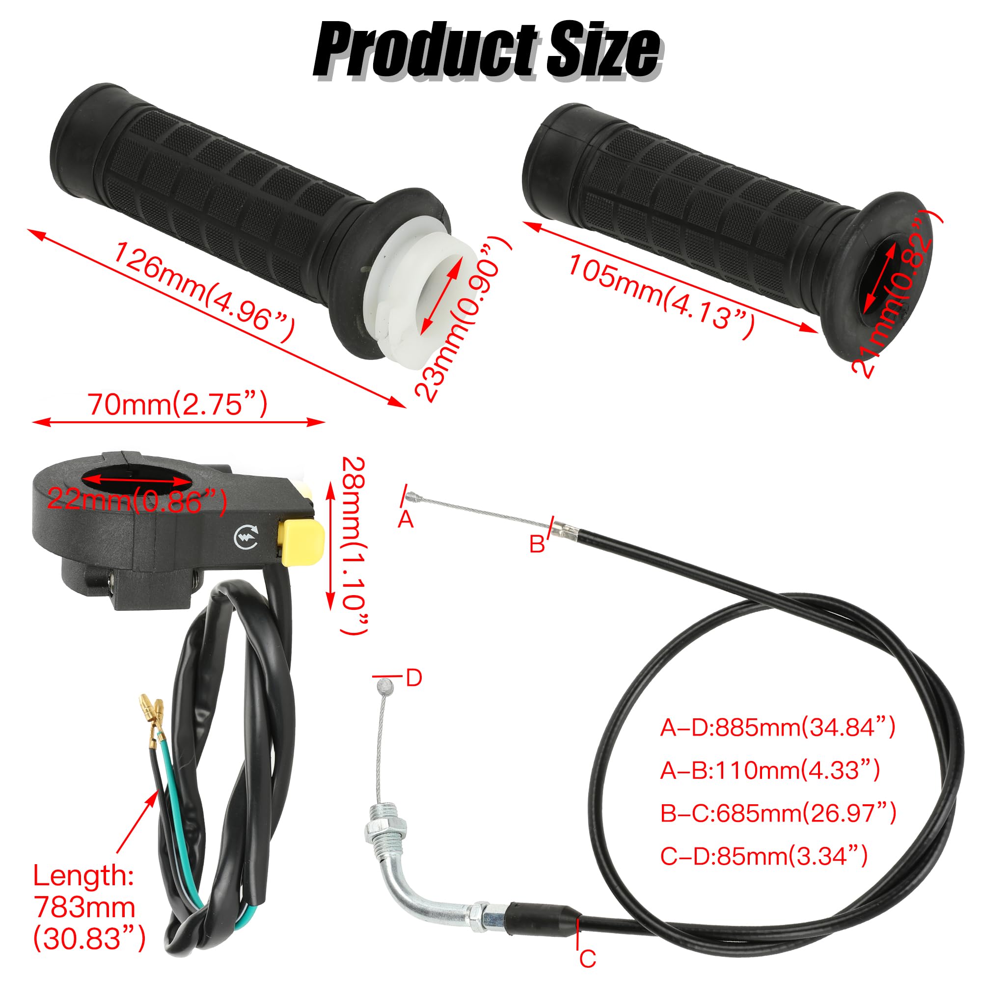 Yoxufa Throttle Cable Assembly Twist Throttle Handle Grip Kit For 2 Stroke Engine 80Cc 100Cc 49Cc 50Cc Gas Motor Motorized Bicycle Bike Parts With 7/8' 22Mm Handlebar