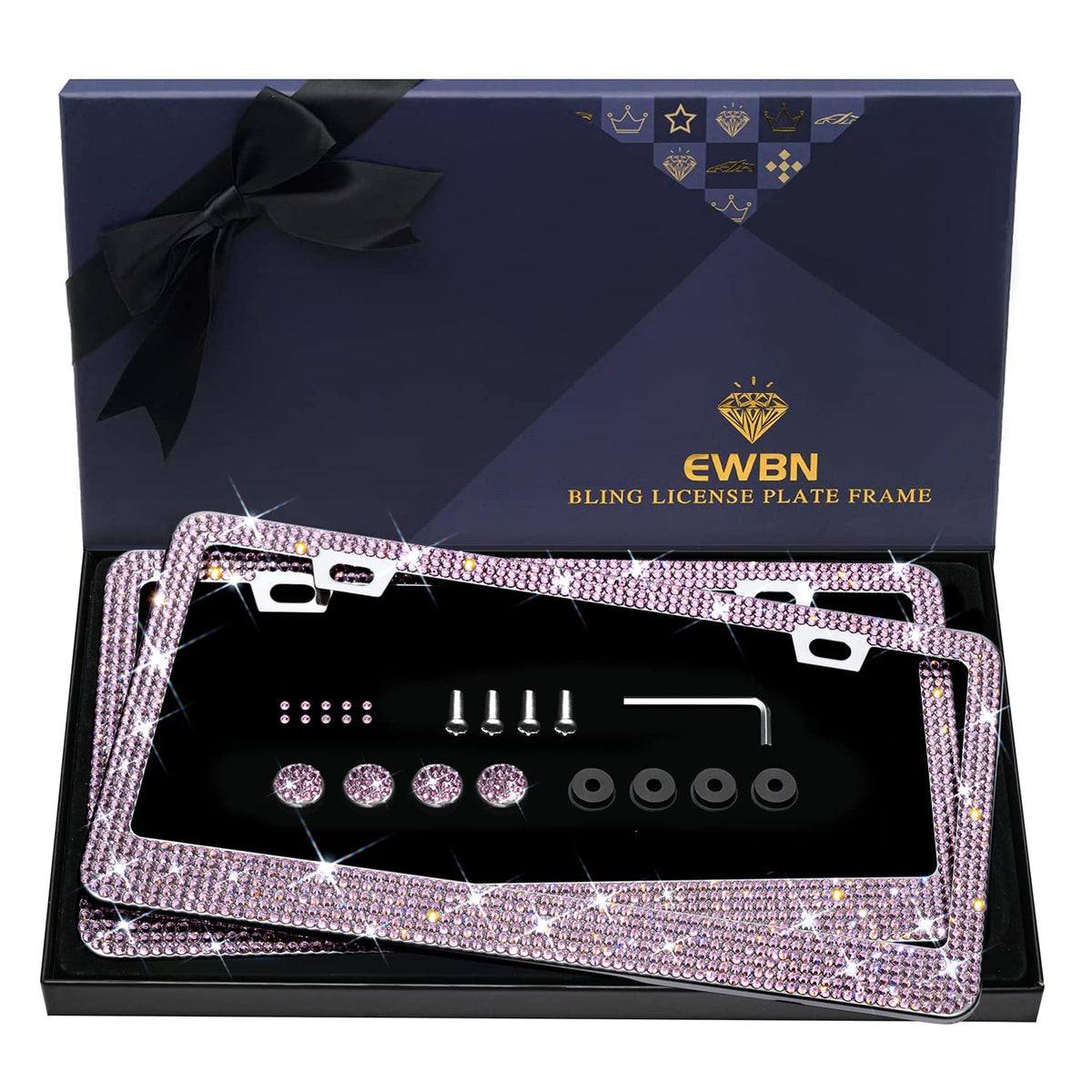 Bling Rhinestone License Plate Frame For Women 2Pc,Diamond Sparkly License Plate Frames Stainless Steel Frames  Over 1200 Pcs Fi