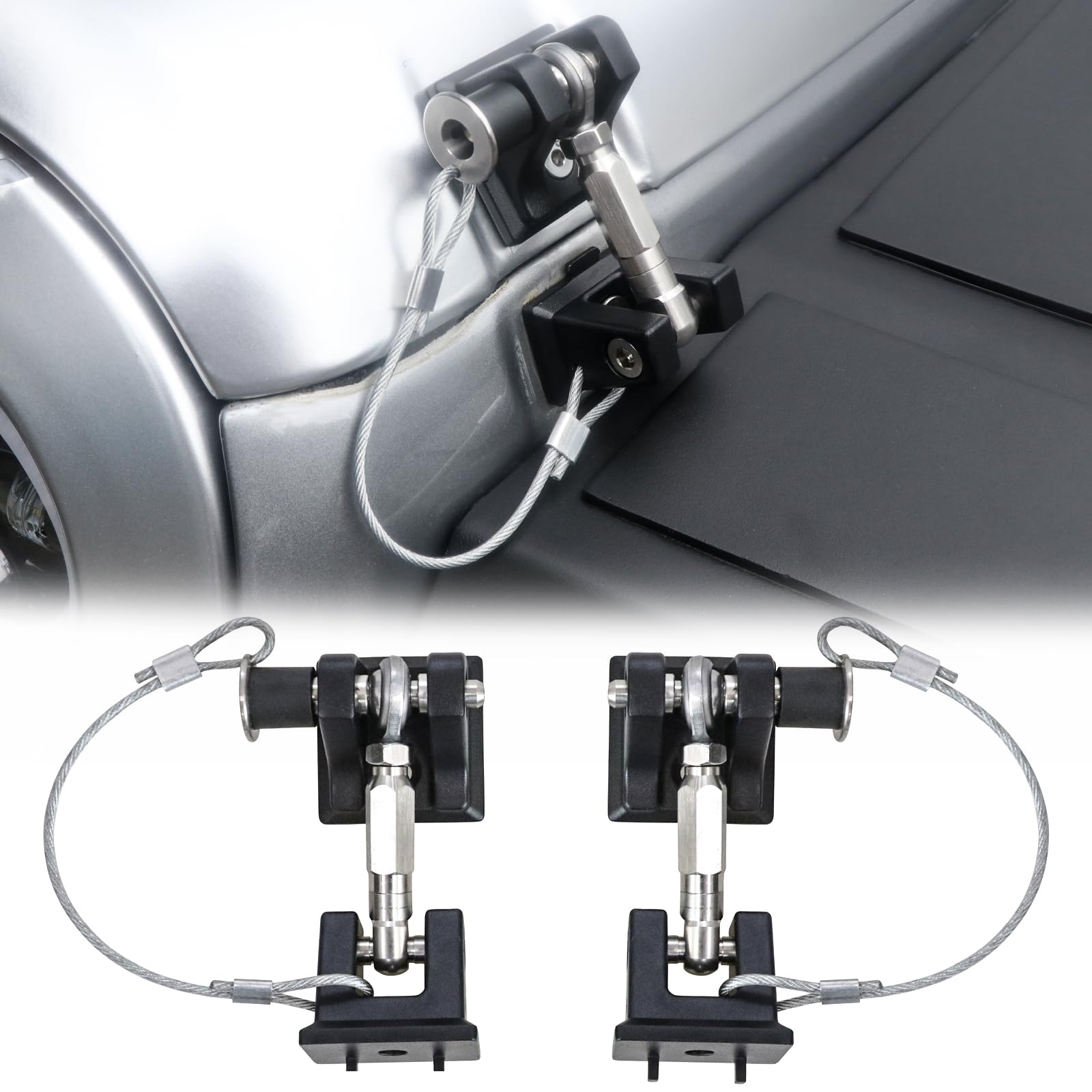JHD-TOGO for Jeep Wrangler JK Accessories Hood Latches Lock,Aluminum Hood Safety Catch with Keys for 2012-2017 Jeep Wrangler JK 