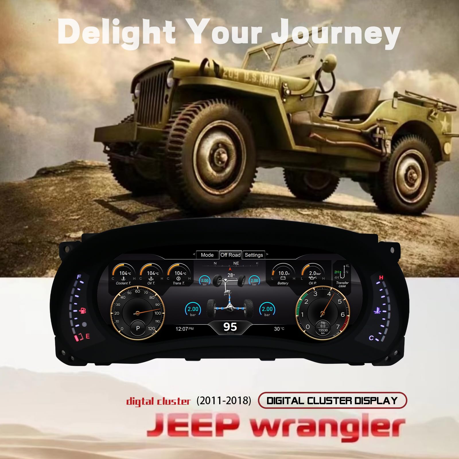 12.3 inch Digital Dash Instrument Cluster for 2011 2012 2013 2014 2015 2016 2017 2018 Jeep Wrangler JK,Digital Cluster Instrumen