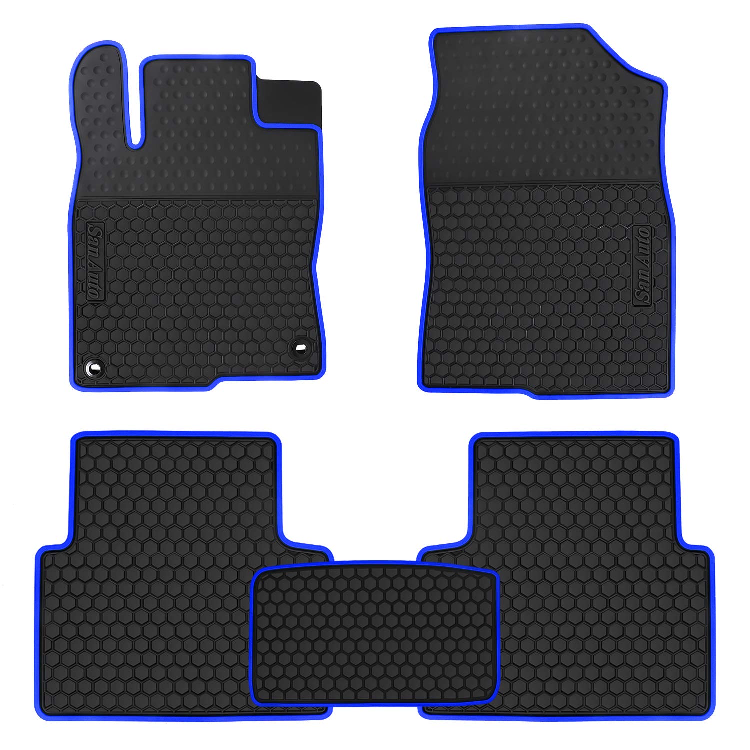 Hd-Mart Car Rubber Floor Mat For Honda Civic 10Th Generation 2016 2017 2018 2019 2020 2021, Custom Fit Rubber Black And Navy Blu