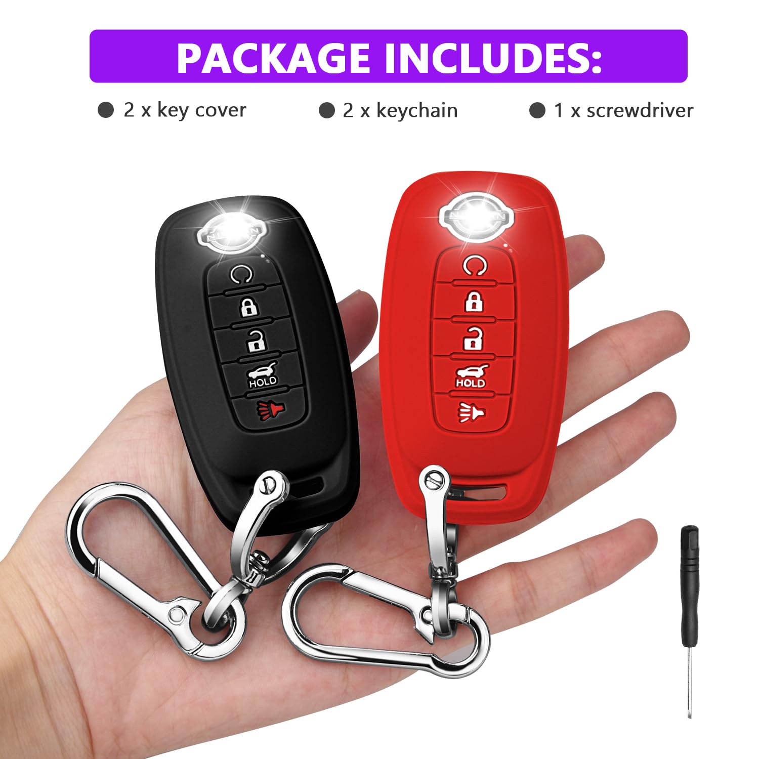 QBUC Key Fob Cover for Nissan, Car Key Fob Protector 5 Buttons Key Case Compatible with 2025 2024 2023 Pathfinder Rogue with Met