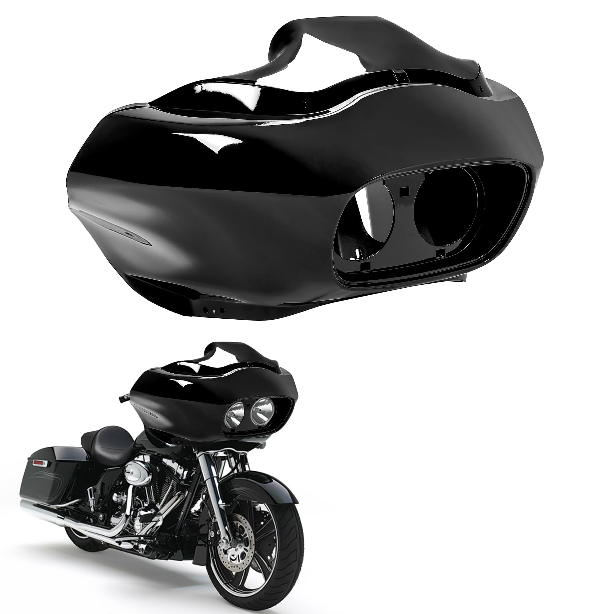 HECASA Glossy Black Batwing Inner & Outer Fairing Kit Compatible with 1998-2013 Harley-Davidson Road Glide CVO EFI FLTRI Motorcy