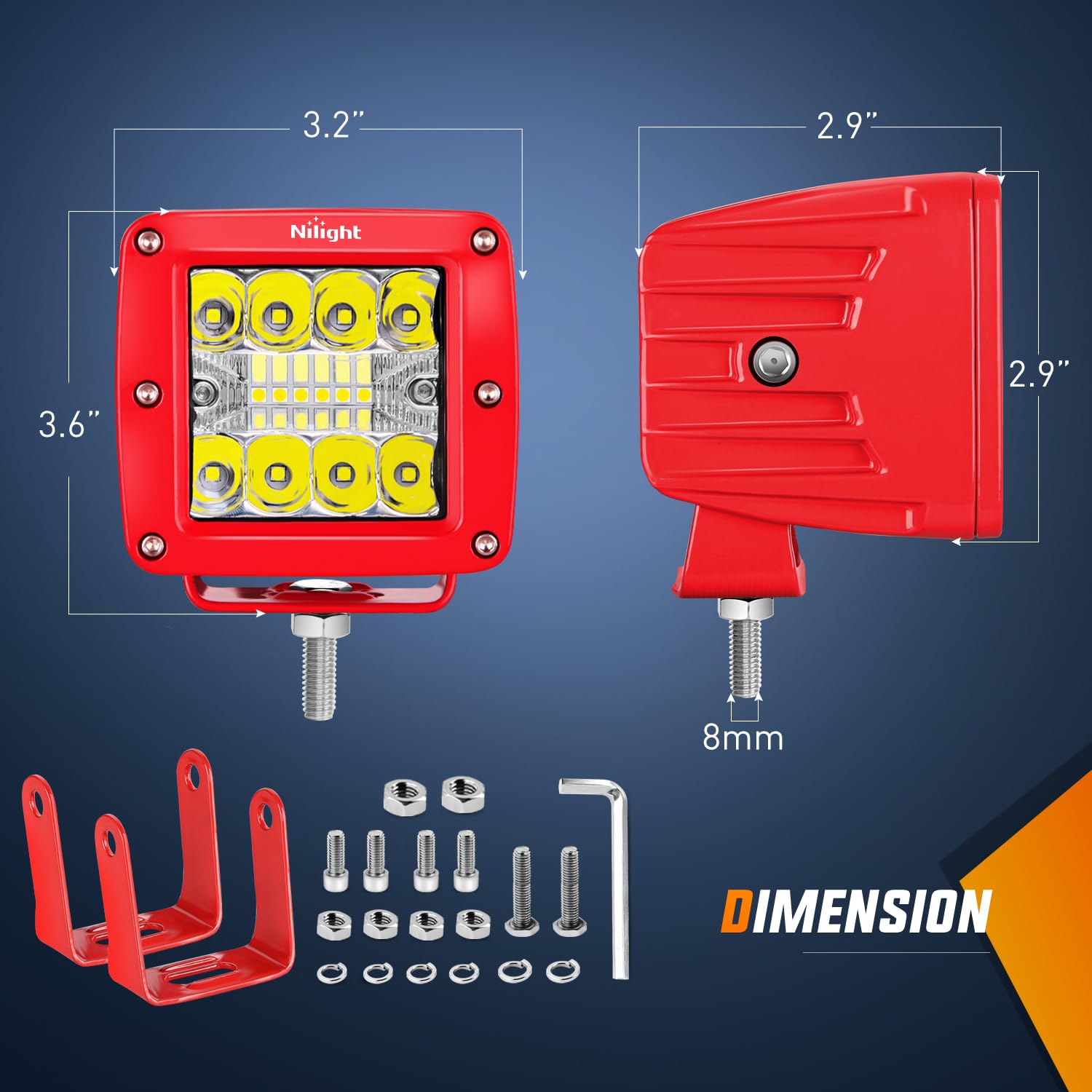 Nilight Led Light Pods 2Pcs 42W 3 Inch Triple Row Spot Flood Combo Cubes With Wiring Harness Kit For Driving Backup Reverse Ligh
