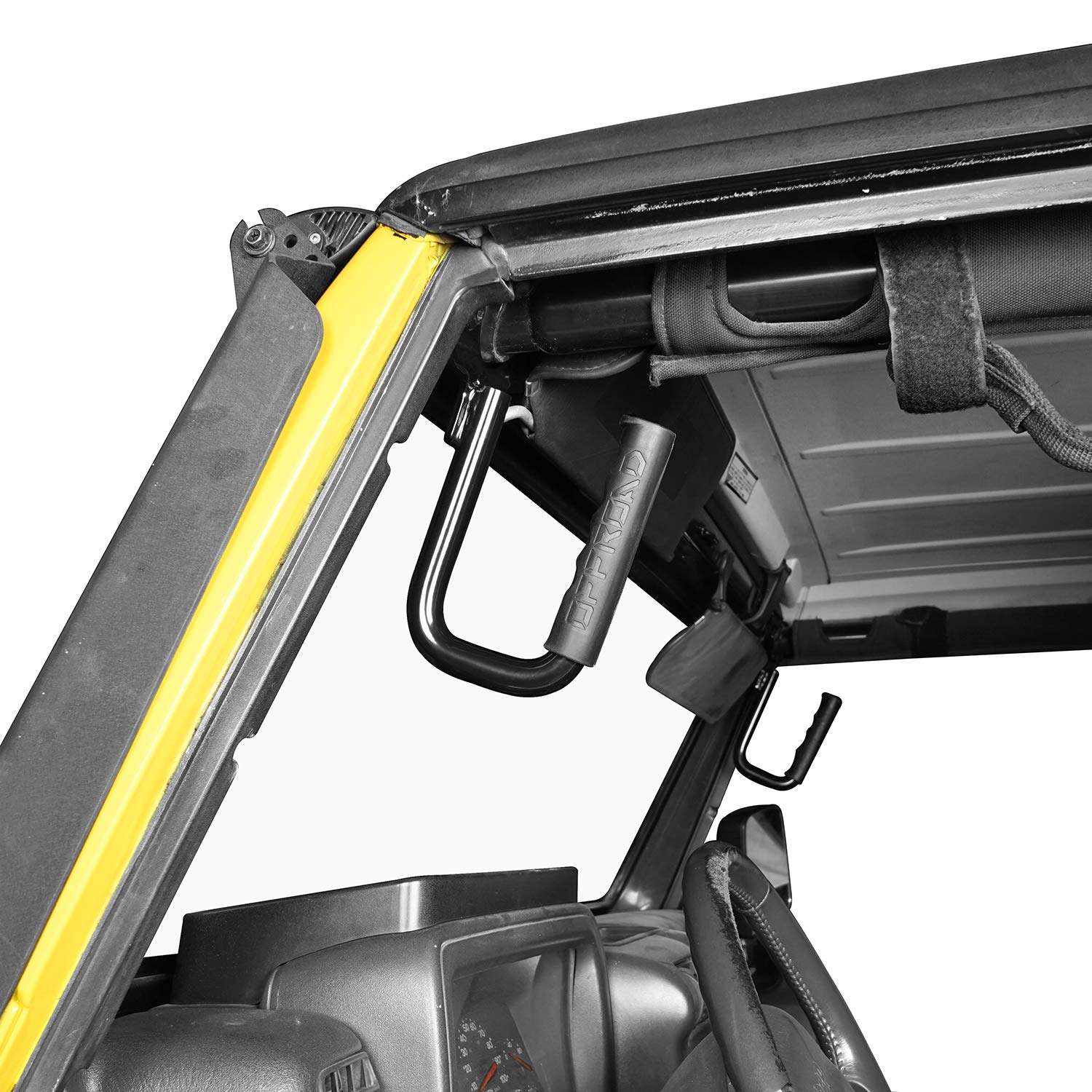 Hooke Road Wrangler Tj Front Grab Handles For 1997-2006 Jeep Wrangler Tj & Unlimited - Steel,Black