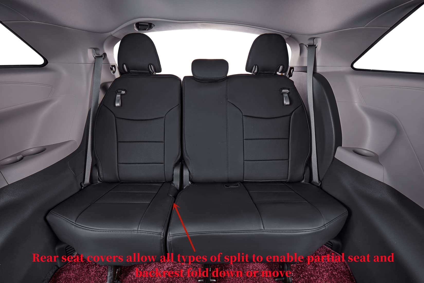 Coverdream Sienna Seat Covers Custom Fit For 2021-2024 2025 Toyota Sienna Le & Xle (8-Seater),2Nd Row Bench Seats W/Removable Middle Seat,Full Coverage Leather Car Seat Protector (Full Set,Black)