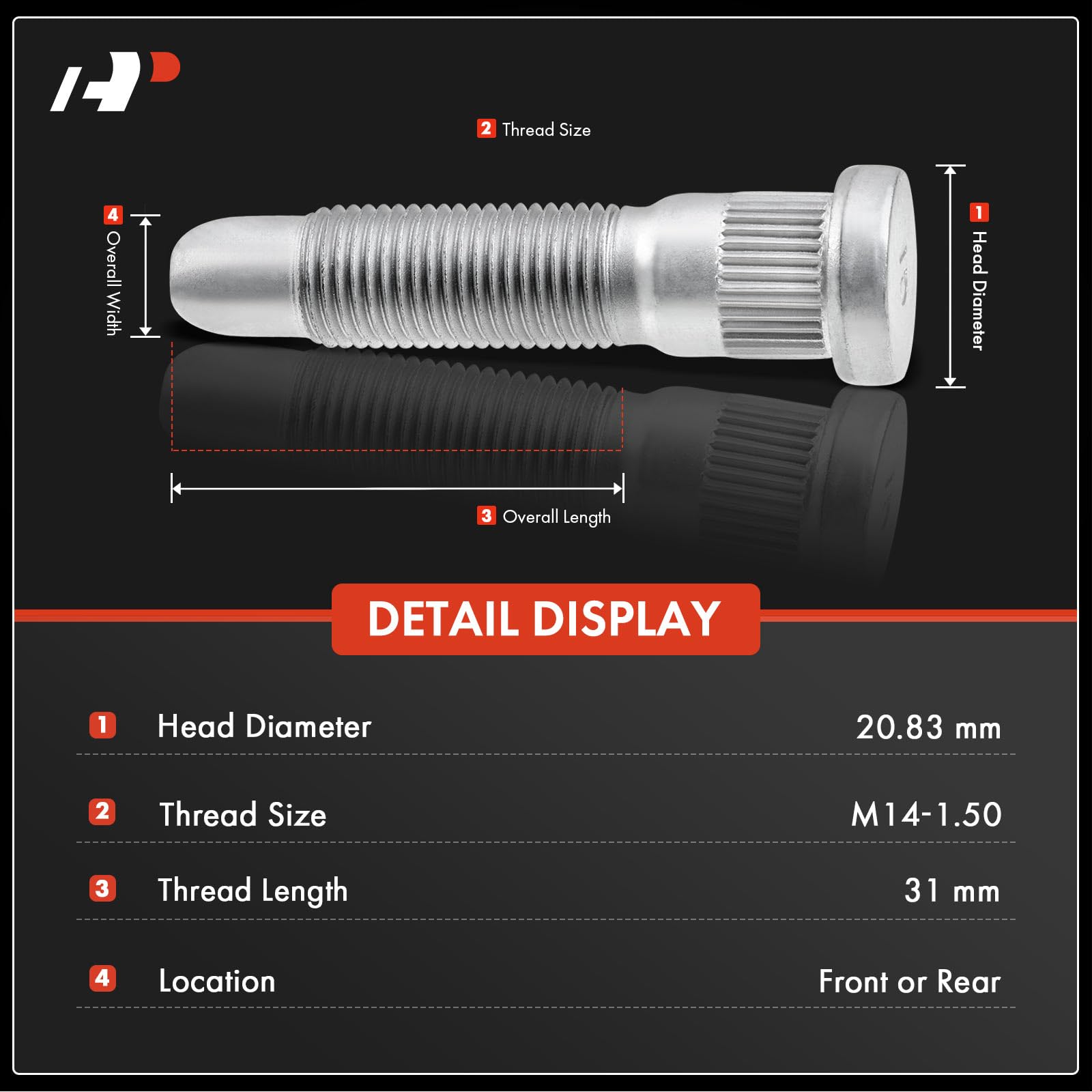 A-Premium 12Pcs Wheel Studs M14 X 1.50 & 31Mm Long Lug Studs Compatible With Chevrolet Silverado Tahoe Express Gmc Sierra Yukon Cadillac Hummer