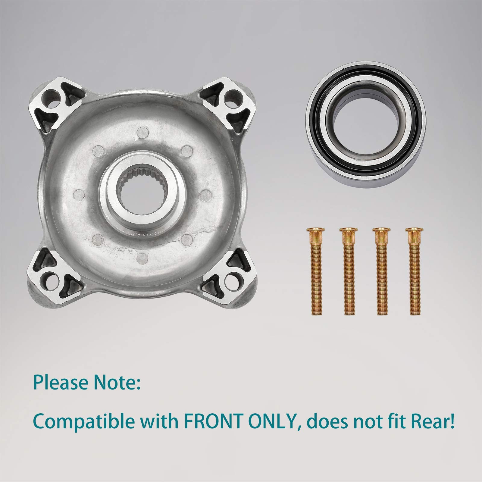 Wheel Hub Service Kit With 44Mm Id Studs Bearings Front Left Right Compatible With Polaris Rzr 570, Polaris Rzr 800 Efi, Polaris Rzr S 800 & More Replaces# 5137219, 3514699, 7518654