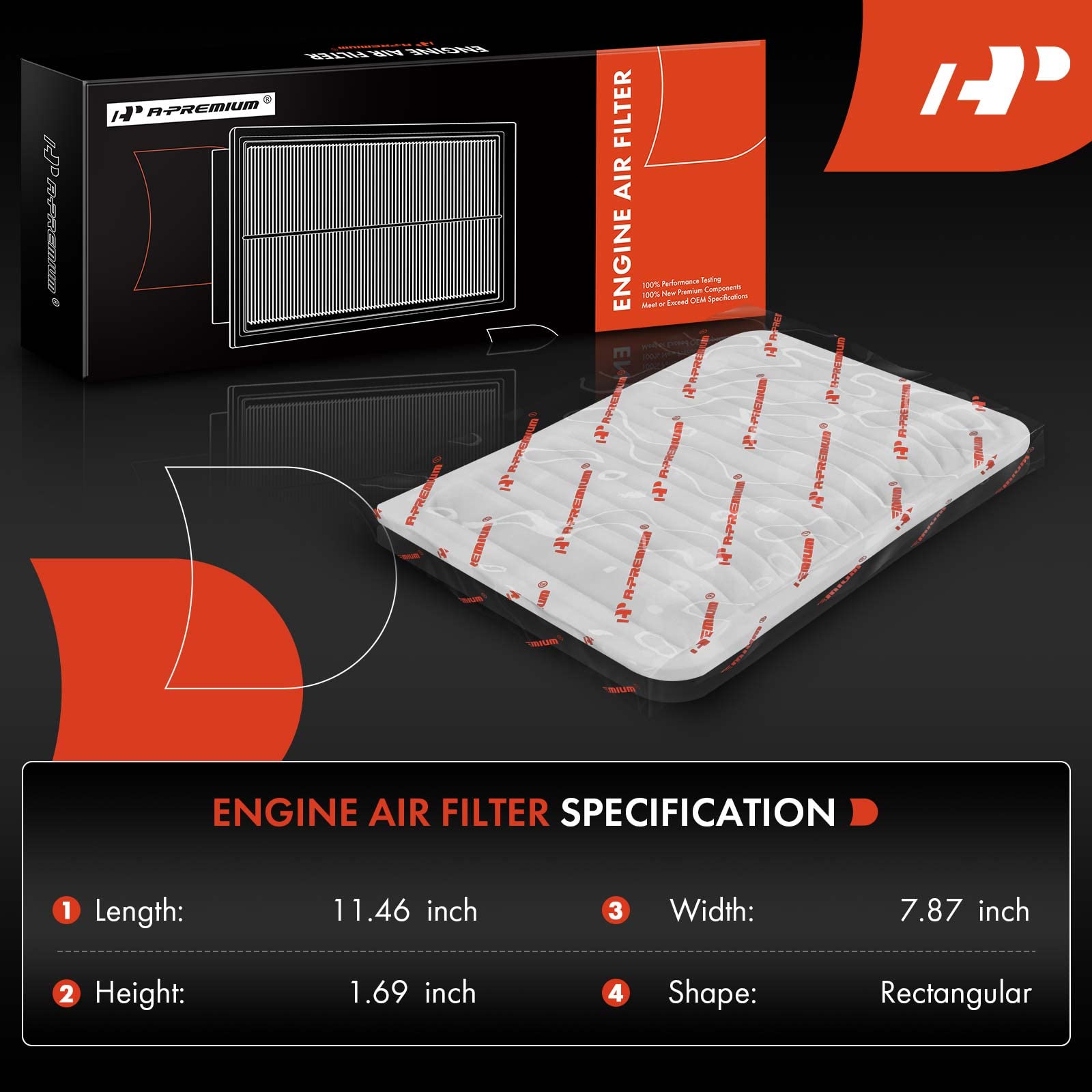 A-Premium Engine Air Filter Compatible With Toyota Vehicles - Camry 2007-2009 2.4L, Camry 2010-2017 2.5L, Venza 2009-2016 2.7L -