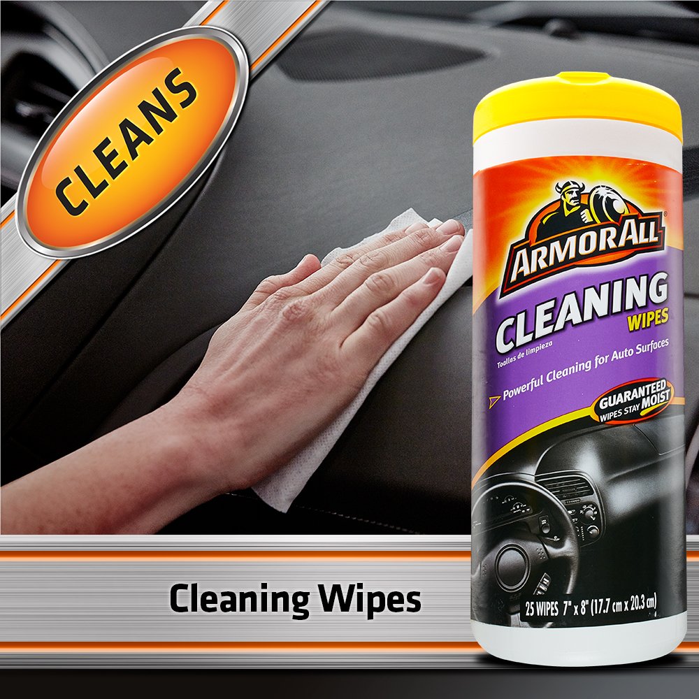 Armor All Car Cleaning And Leather Wipes - Interior Cleaner For Cars & Truck & Motorcycle, 25/20 Count (Pack Of 2), 18761