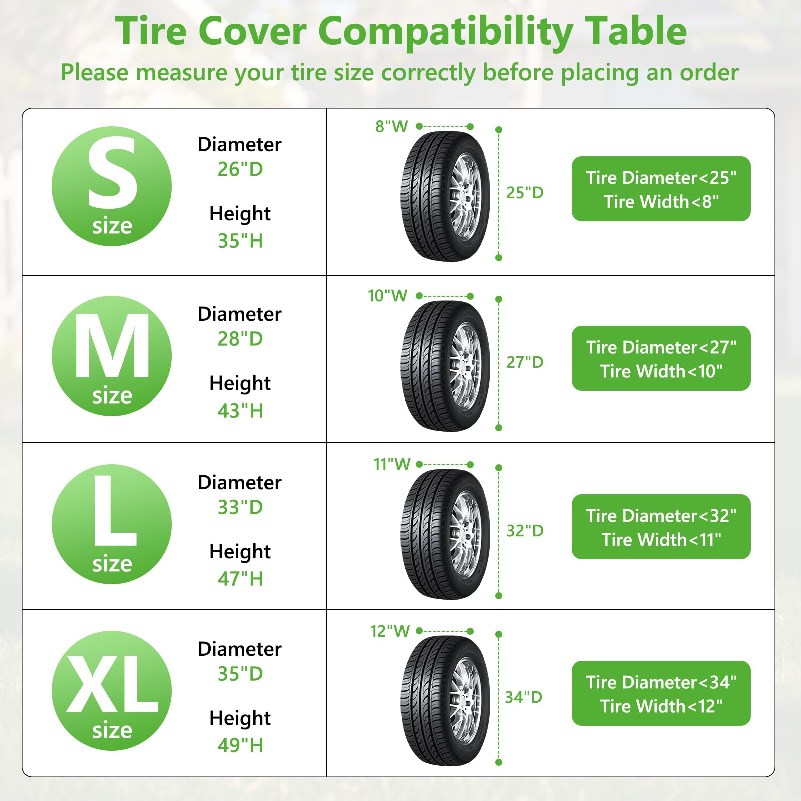 Akefit Tire Storage Cover, Seasonal Tire Cover Waterproof Tire Storage Bag For Spare Tire Fits Up To 31'' Tires