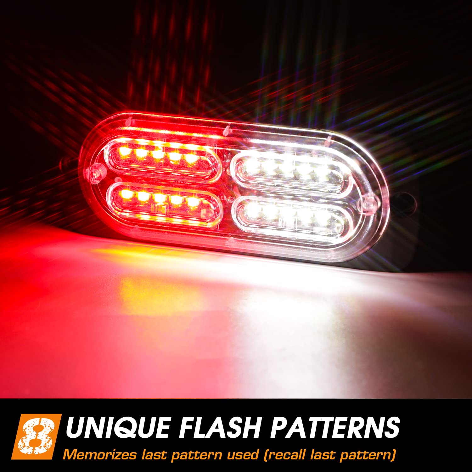 Linkitom 4Pcs Ultra Slim Sync Feature 24-Led Car Truck Surface Mount Emergency Hazard Warning Strobe Light (Red&White)