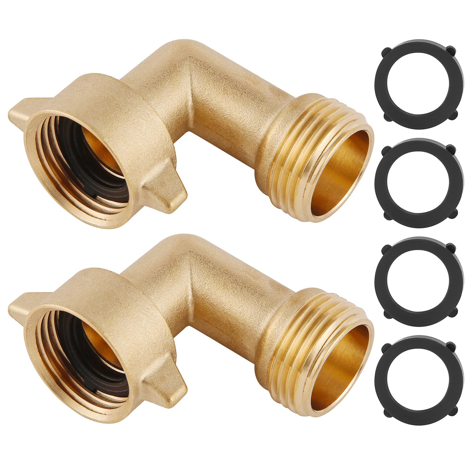90-Degree Hose Elbow For RVs - Solid Brass Construction, Features Convenient Easy Grip Connector,For RV Water Hoses, Residential