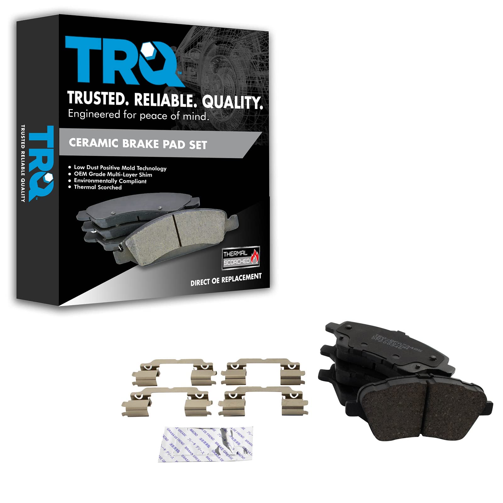 TRQ Front Brake Pads Ceramic Compatible with 2014-2019 Ford Fiesta